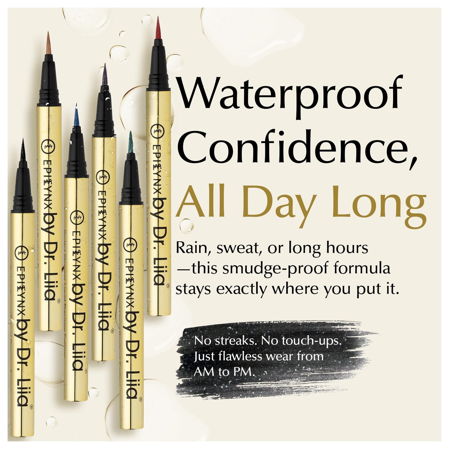 EPILYNX Liquid Eyeliner - Hypoallergenic Eyeliner with Fine Brush Tip, Long-Lasting Waterproof Eye Liner - Cruelty-Free, Vegan, Gluten-Free, Smooth Liquid Eye Liner - 6 Shades Gift Set