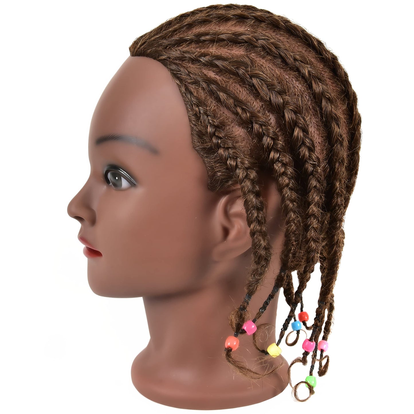QACIEH Afro Kinky Curly Real 100% Human Hair Mannequin Head with Stand for Hairdresser Practice Cosmetology Manikin Doll Training Head Braiding Styling Cutting Updos