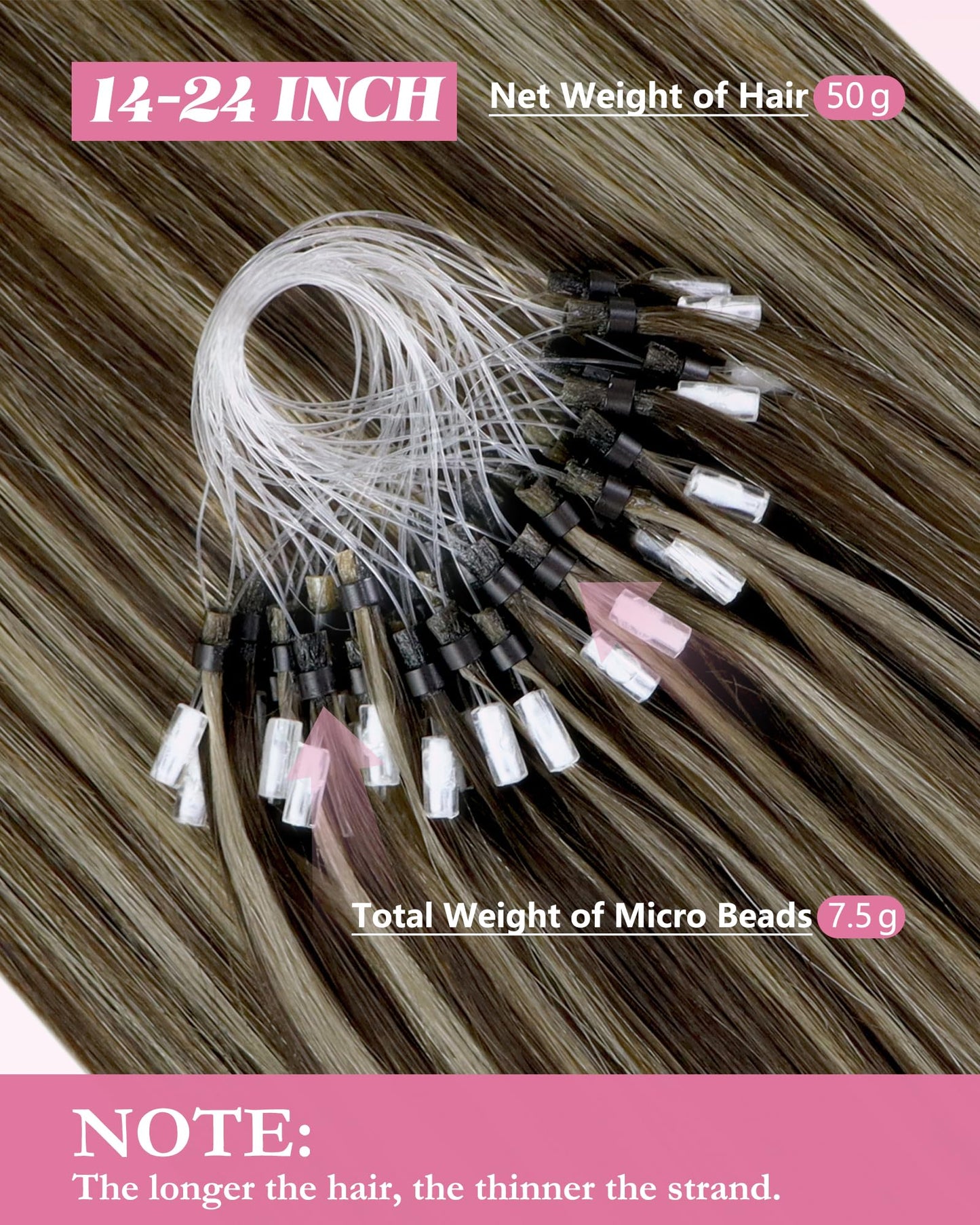 YoungSee Micro Bead Hair Extensions Real Human Hair Brown Highlight Micro Ring Hair Extensions Dark Brown Highlight Blonde Microlink Hair Extension Human Hair Bead Hair Extension 18In 50s 57g