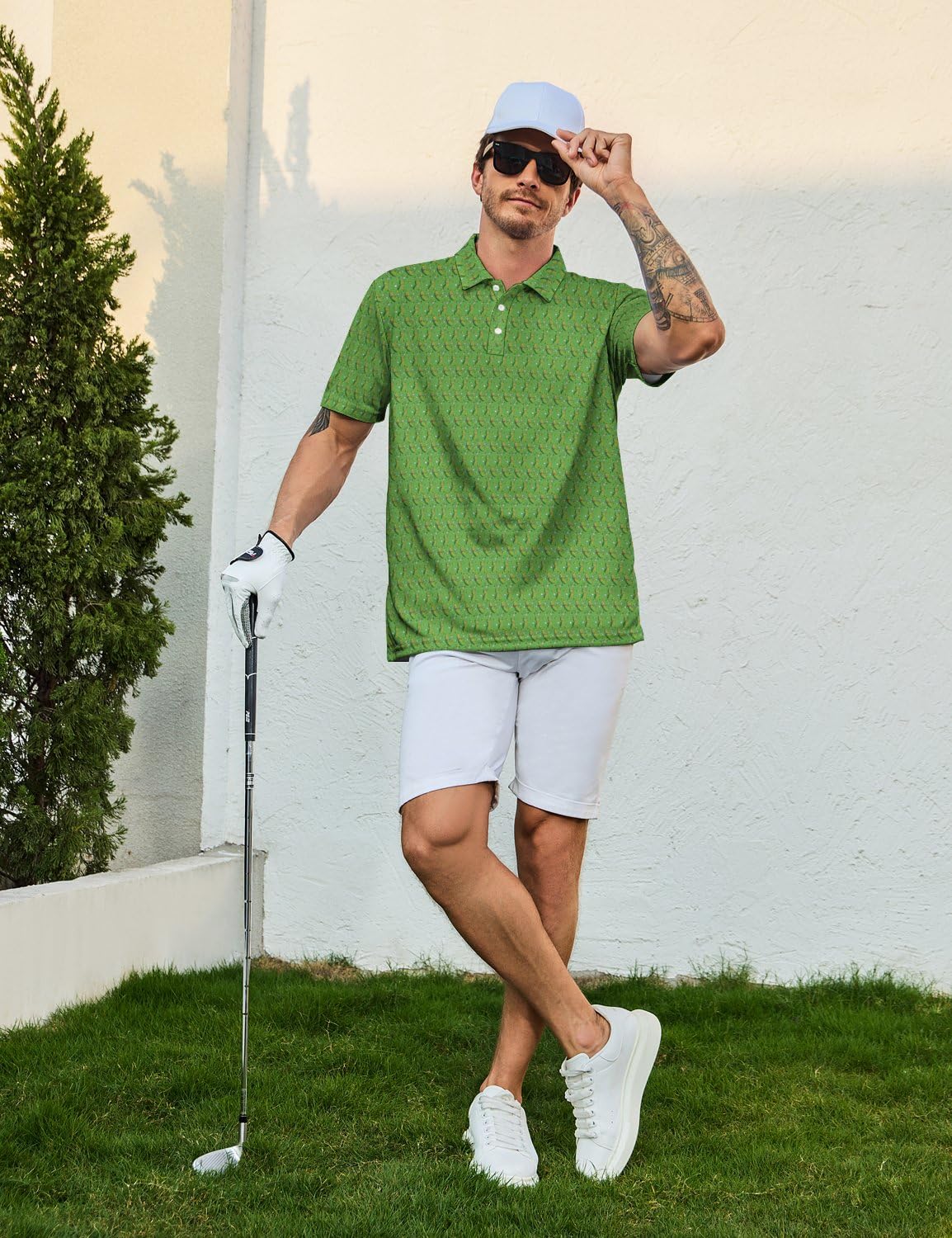 AYUNIX Golf Shirts for Men Funny Pickleball Shirts Pickles Polo Shirts Short Sleeve Performance Golf Polos