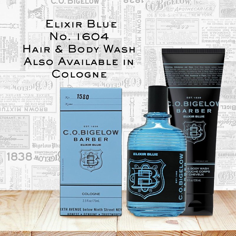 C.O. Bigelow Men's Lavender & Rosemary Shampoo & Body Wash - 8 Fl Oz Elixir Blue No. 1604
