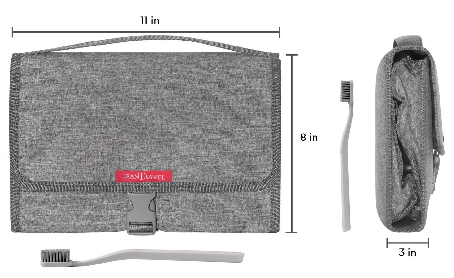 LeanTravel Hanging Toiletry Bag for Travel w/ 5 Pockets & 7 Day Plastic Pill Case Organizer