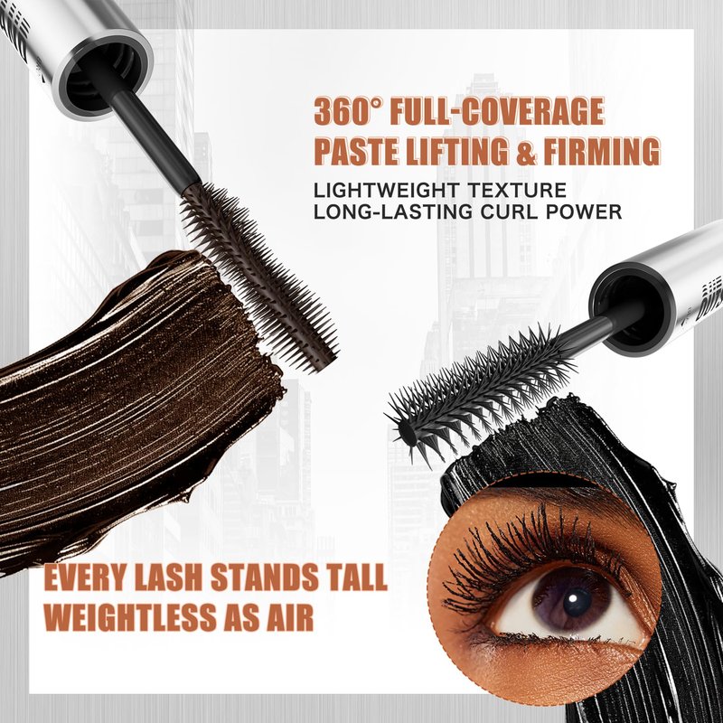 Women's Tubing Mascara, 2-in-1 Black & Brown Double-Ended, Volumizing and Lengthening, Waterproof, No Smudge, Hypoallergenic & Easy Removal