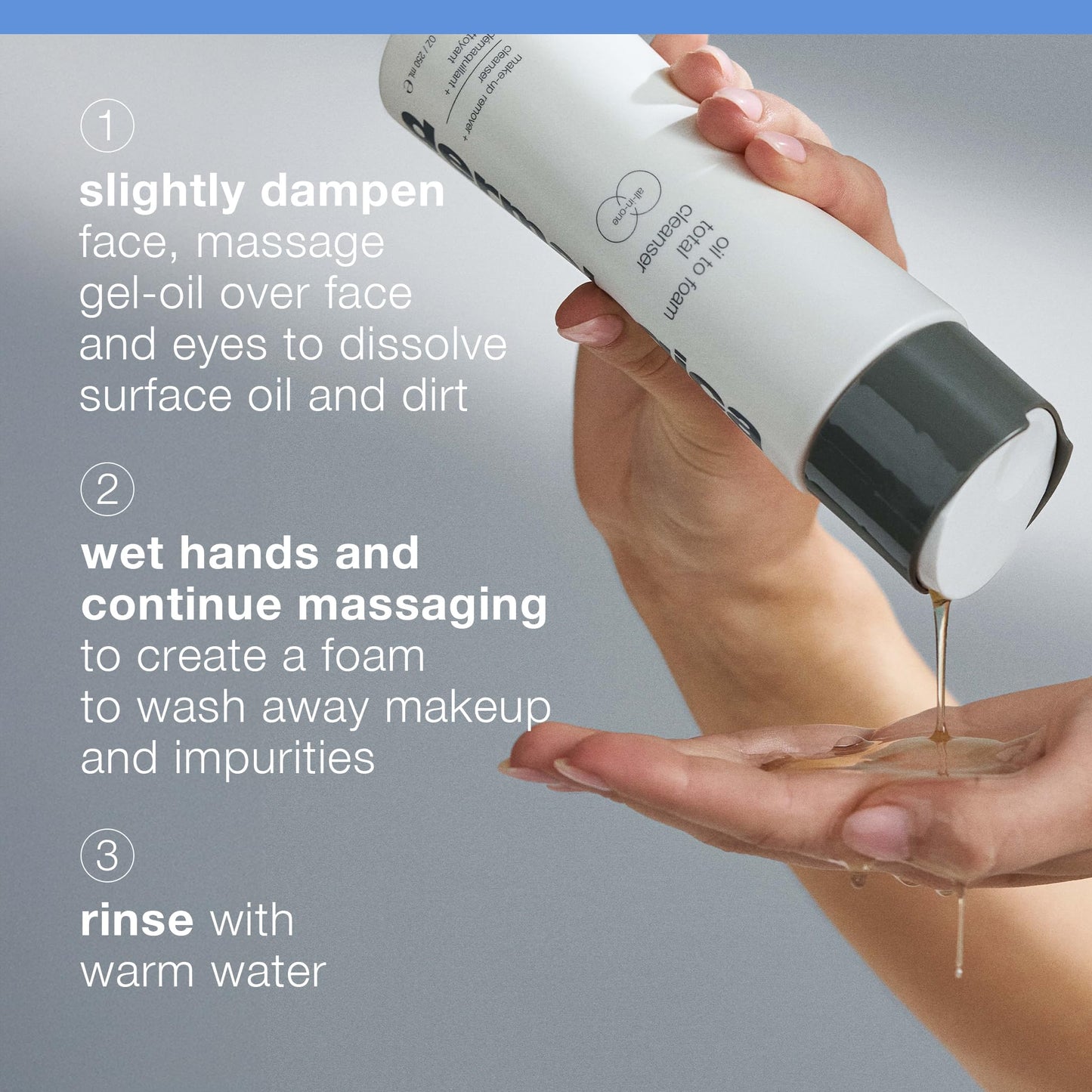 Dermalogica Oil To Foam Total Cleanser for face - Removes make-up, sunscreen, and debris while cleansing skin in one step for ultra-clean, healthy-looking skin, 8.4 fl oz