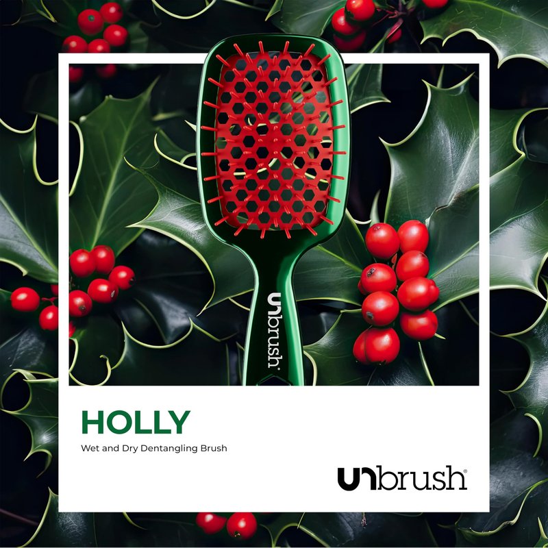 UNbrush Mini Holiday Hair Brush for Pain-Free Brushing On All Wet/Dry Hair Types — Mini UNbrush Detangling Brush with Durable Anti-Static Bristles, Lightweight & Vented — Christmas Hair Care Gifts