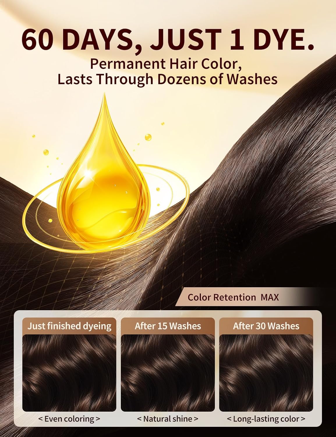 Hair Dye Shampoo for Gray Hair - 30-Minute Ammonia-Free Color for Men & Women | Dark Brown, 500ml
