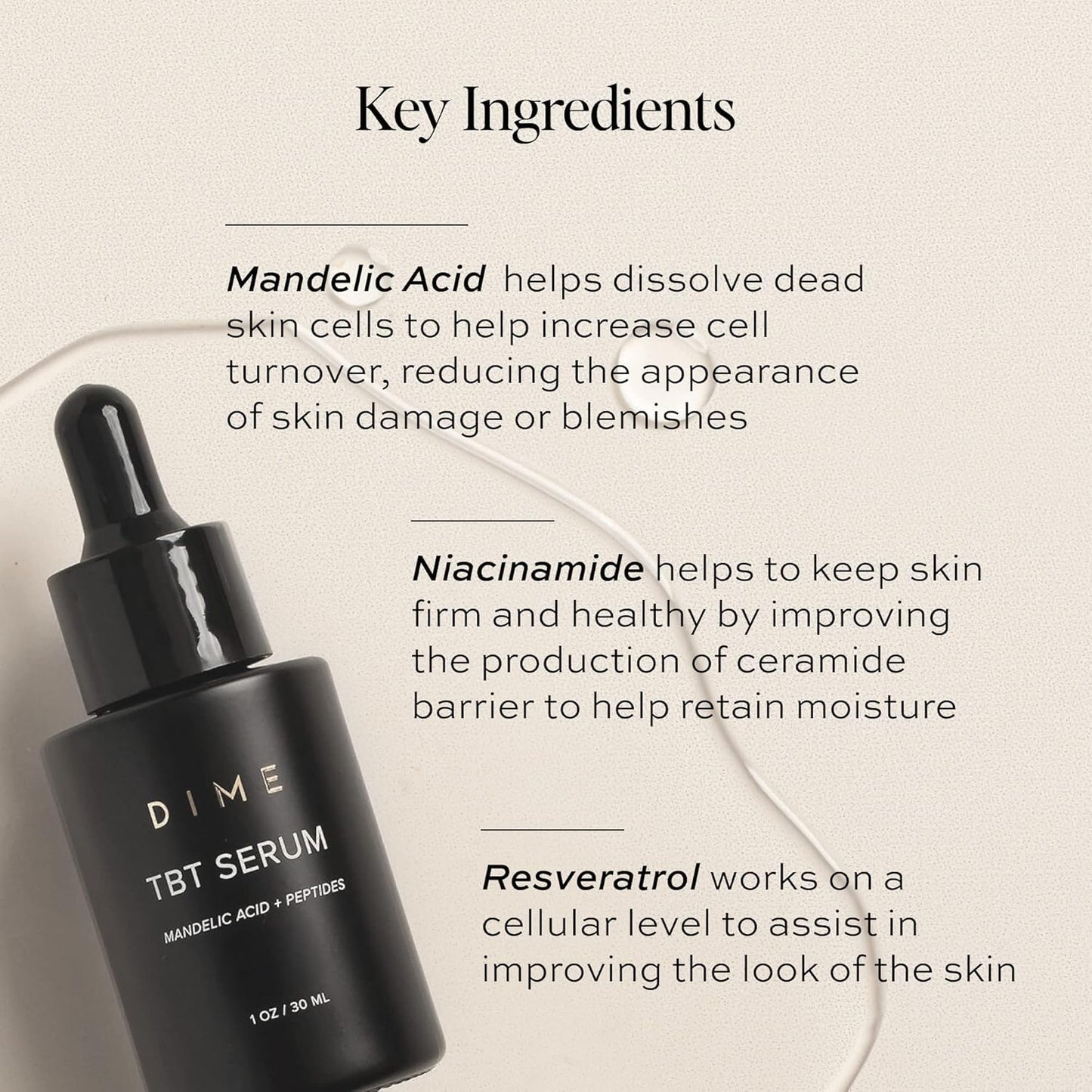 DIME Beauty TBT Serum - Anti-Aging Face Serum with Bakuchiol & Niacinamide | 1 oz / 30 ml