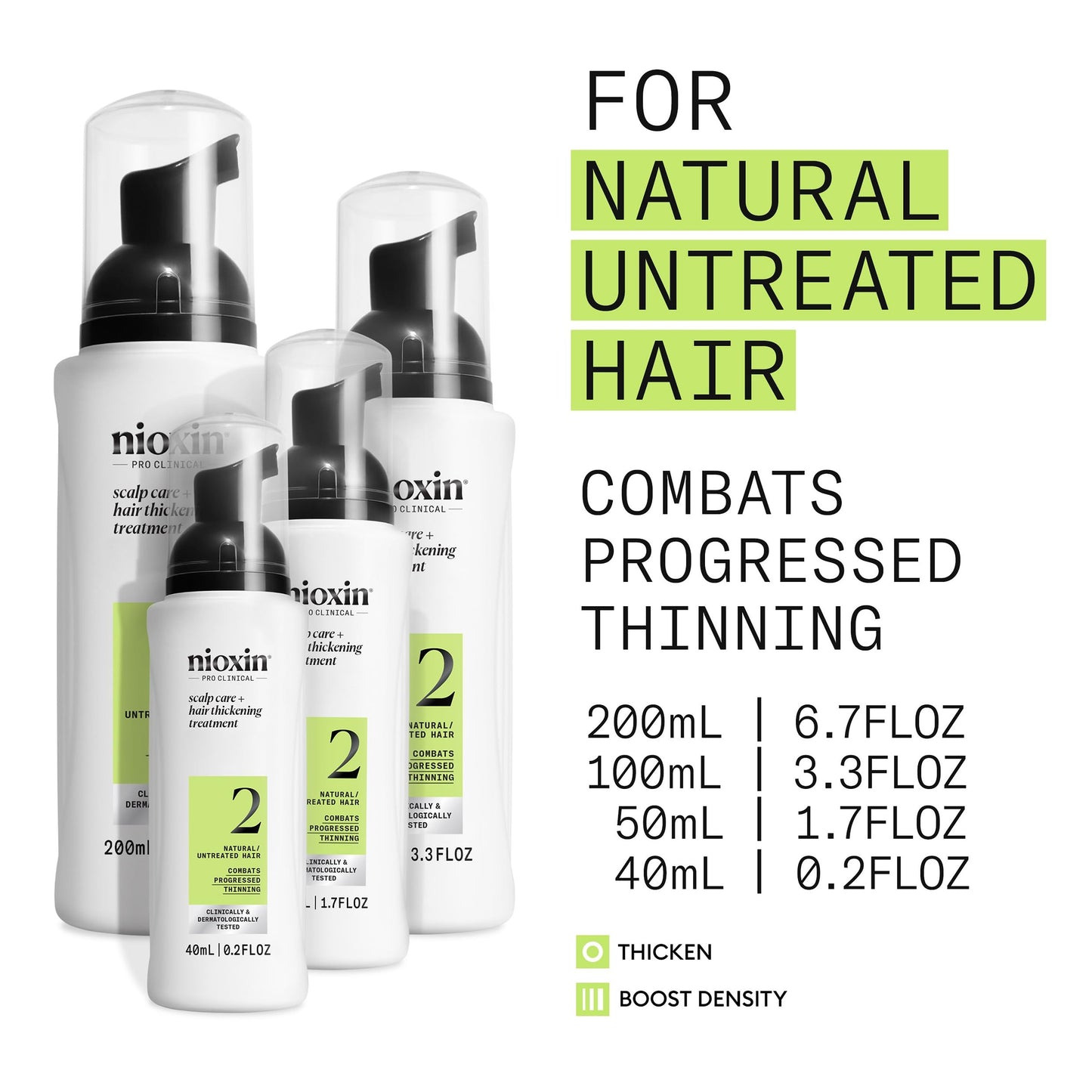 Nioxin System 2 Scalp Care + Hair Thickening Leave-In Treatment | For Natural Hair with Progressed Thinning | Boost Hair Density Against Breakage with Niacinamide & Biotin | 6.7 Fl Oz
