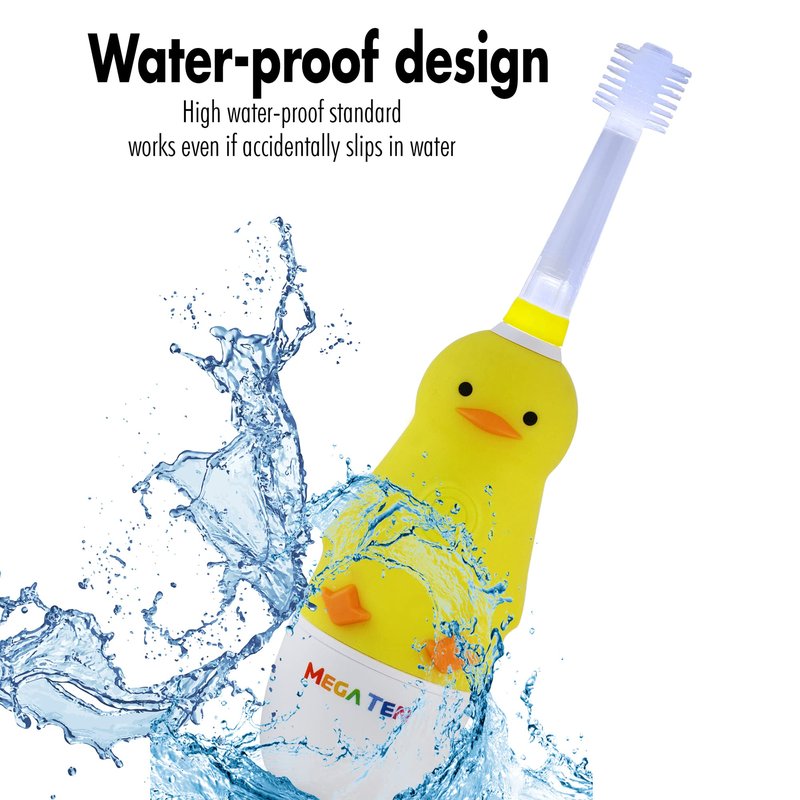 Brilliant Kids Sonic Electric Toothbrush Characters with Flashing Lights and Fine Bristles - Fun Brushing for Parent and Child, Ages 3-8, Duck