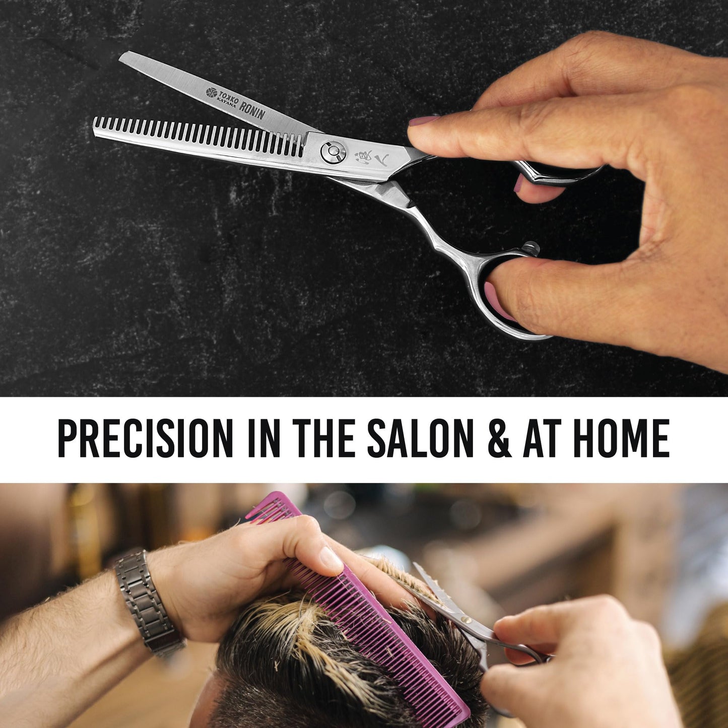 Ronin Hair Cutting Shears Set by Tokko Katana, Professional Scissor Kit, 6.5" Sharp Stainless Steel Regular & Thinning Haircut, Grooming Scissors for Barber, Hairdresser, Salon Professional, & DIY