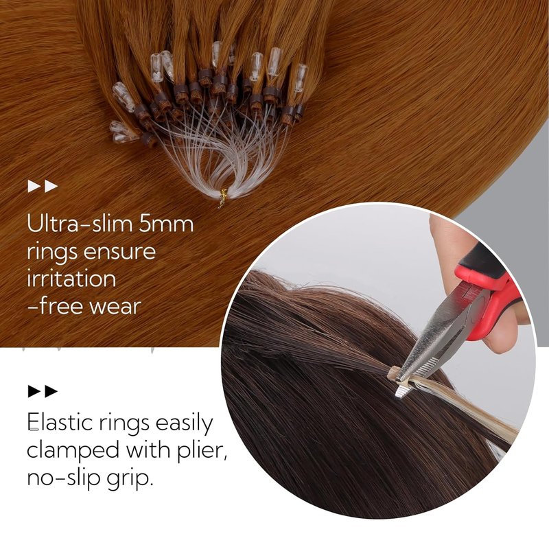 Micro Ring Hair Extensions - 14 Inch 50g Copper Straight Real Human Hair