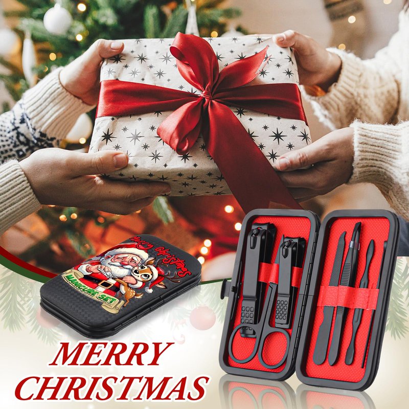 6 Sets Funny Christmas Manicure Sets Bulk Christmas Stocking Stuffers Nail Clipper Kit Funny Xmas Gifts for Men Woman Husband Boyfriend Parent Xmas Party Supplies
