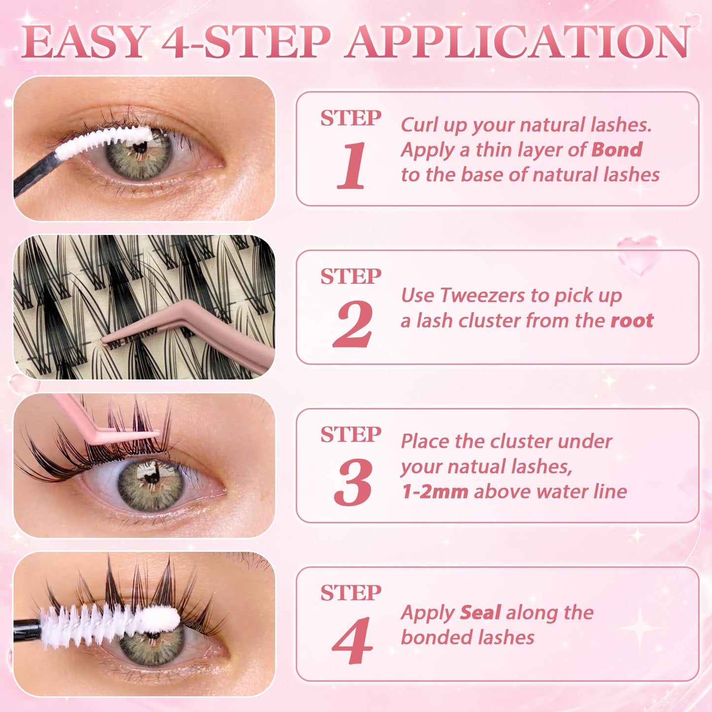 FayJoo Manga Lash Clusters Kit with Invisible Band Wispy Spiky Eyelash Extensions for Natural Look German BASF Fiber C Curl Individual Lashes DIY Anime False Eyelashes, Bond & Seal, Remover (8-18mm)