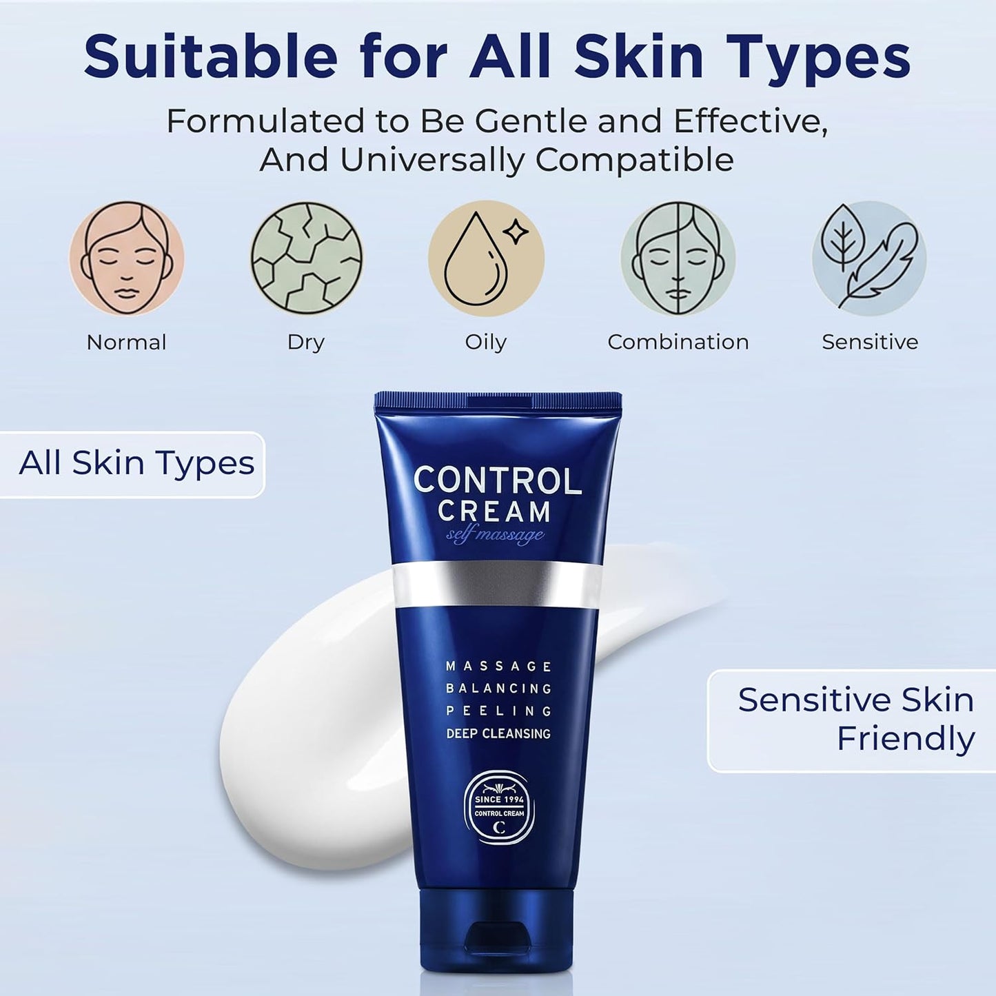 Korean Face & Body Control Cream - Gentle Exfoliation, Deep Hydration, Smooth Skin | 5.07 oz