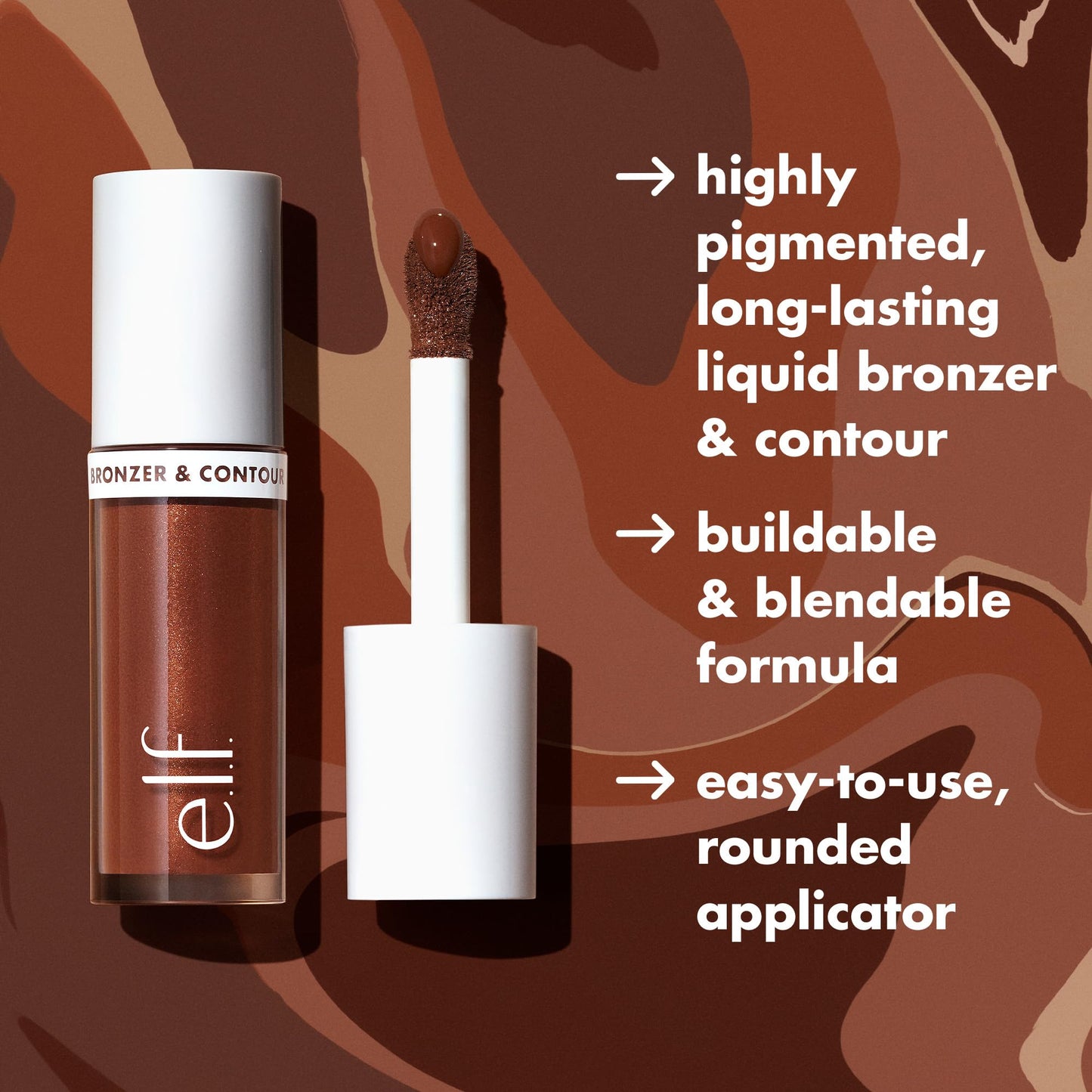 e.l.f. Camo Liquid Bronzer & Contour, Silky Pigmented Formula, Long-Lasting Glow for A Sun-Kissed, Sculpted Finish, Vegan & Cruelty-Free, 5.5 Medium/Tan