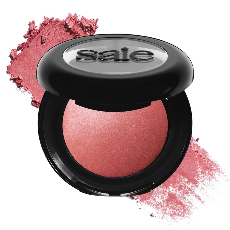 Saie SuperSuede Baked Blush - Talc-Free Powder Blush for Cheeks Infused with Hyaluronic Acid, Glycerin + Squalane - Hydrating Face Makeup for a Natural, Diffused Flush of Color - Mia (0.1 Ounce)
