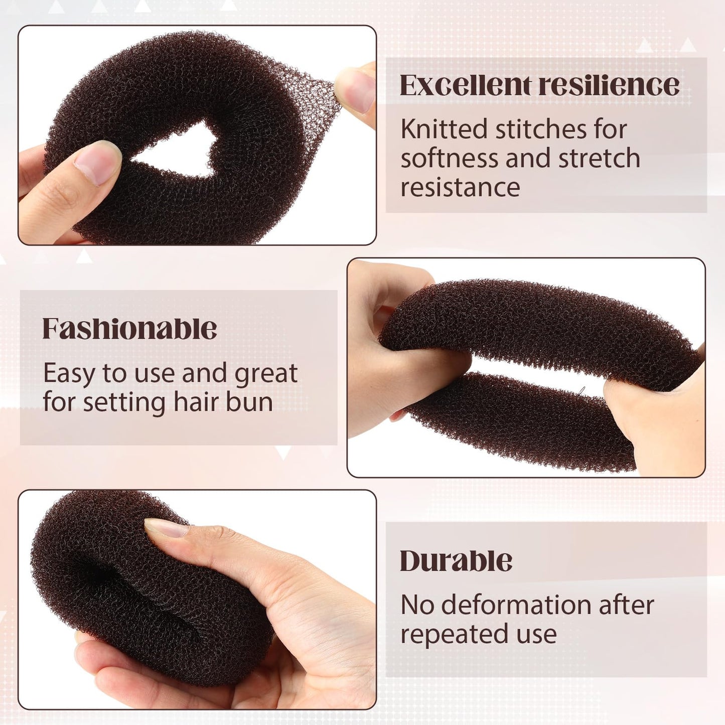 XunYee 48 Pcs Hair Donut Maker, Brown Large Hair Bun Rings for Ballet Style, Bulk Doughnut Shaper for Women and Girls (2.3 Inch)