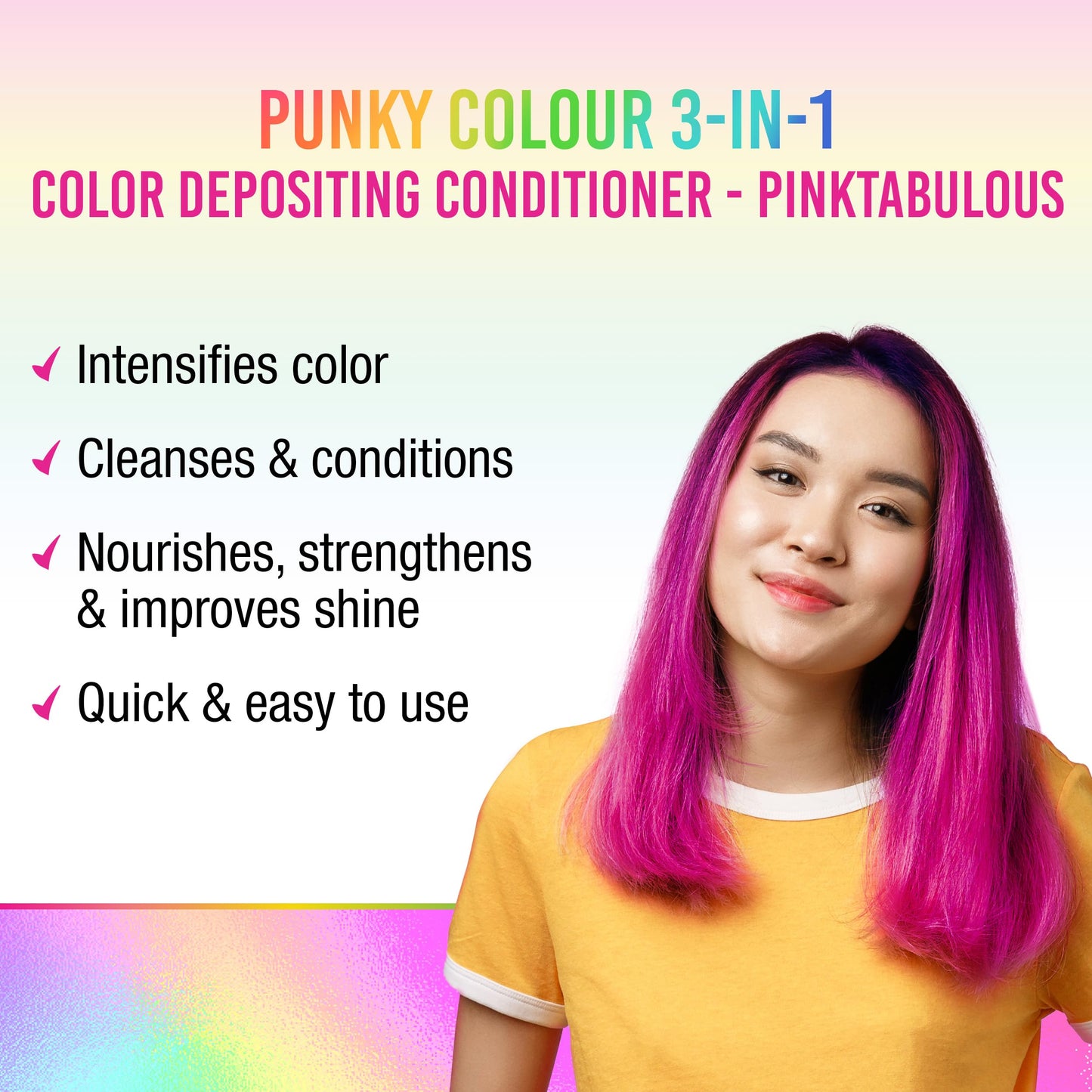 Punky Colour 3-in-1 Color Depositing Conditioner & Hair Cleanser – Pinktabulous, Semi Permanent Hair Color, Temporary Hair-Dye, Sulfate-Free, Vegan, 8.5 fl oz