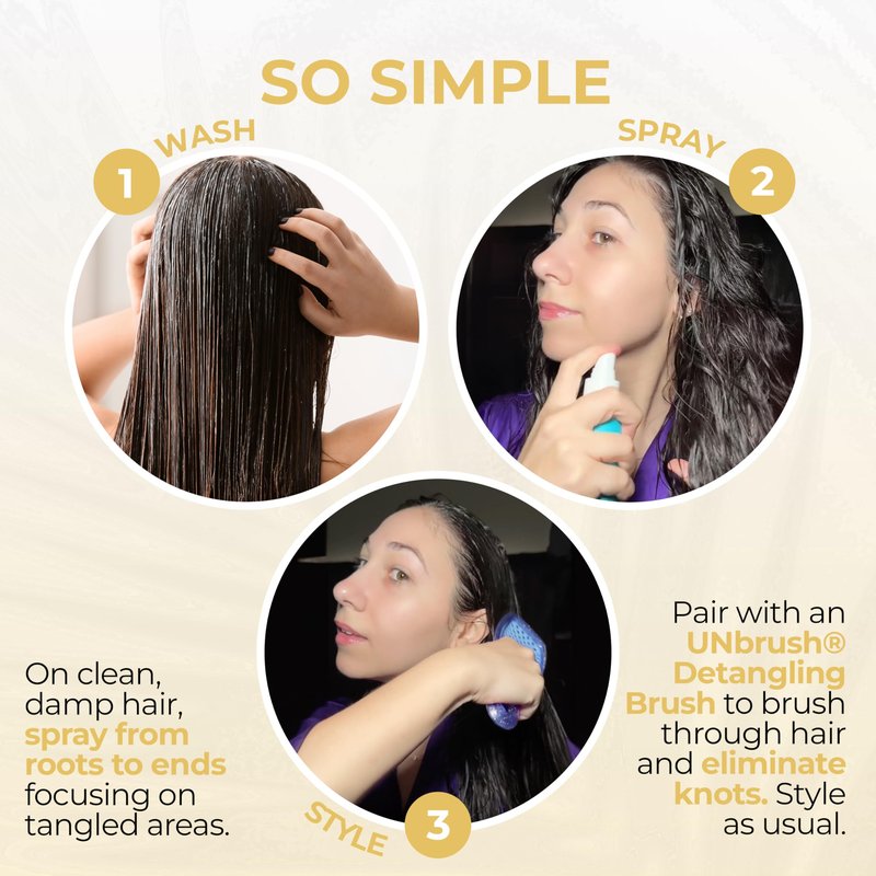 FHI Heat UNbrush Detangling Brush and UNwinder Detangling Spray Combo Pack - Tangle-Free Hair, Pain-Free Brushing, Anti-Static Bristles, Lightweight Hair Brush, Amber Yellow