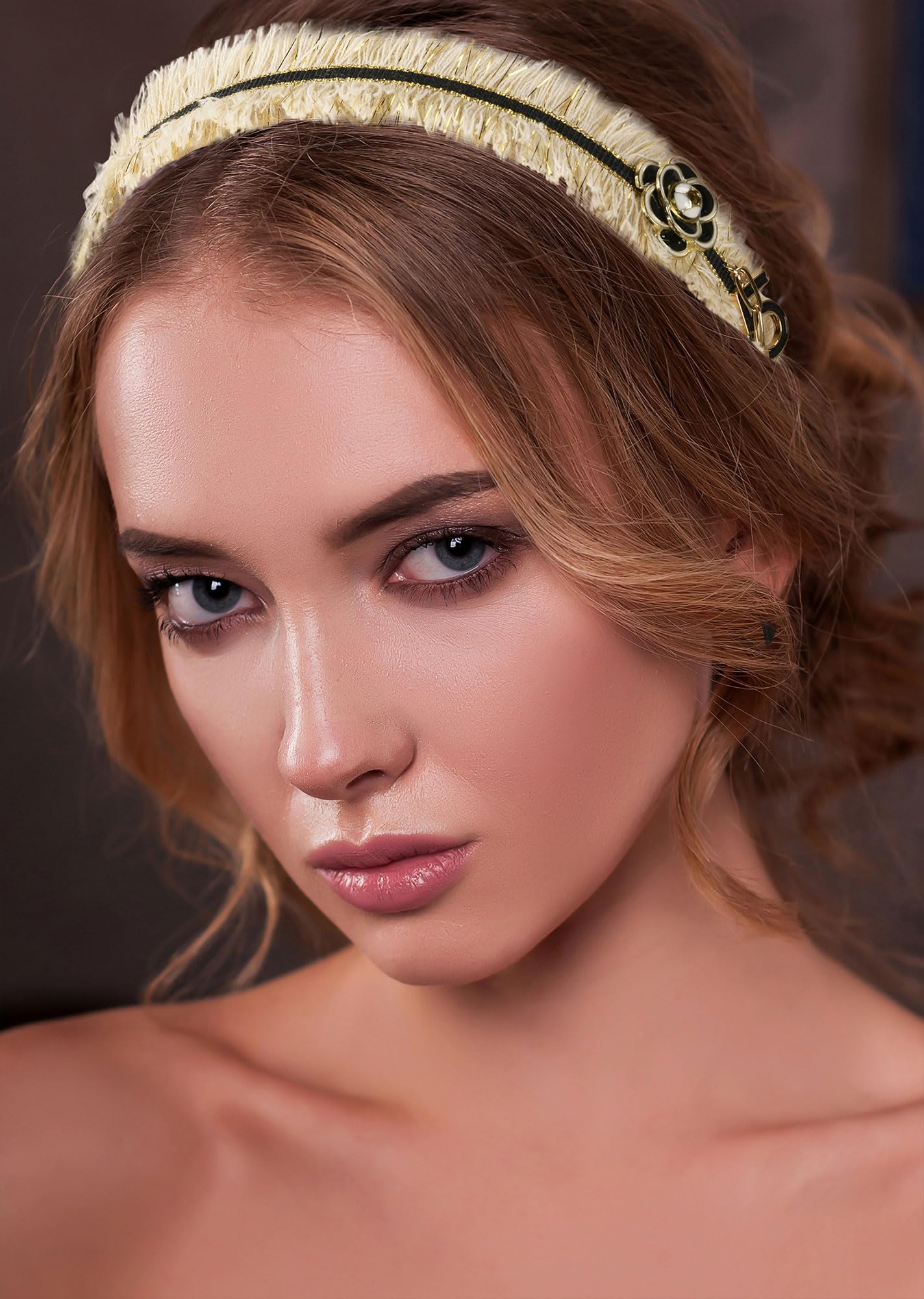 Sluxa Pearl Hairband for Women, Fashion Decorative Headband with Jeweled Designer Beads, 1 Pack