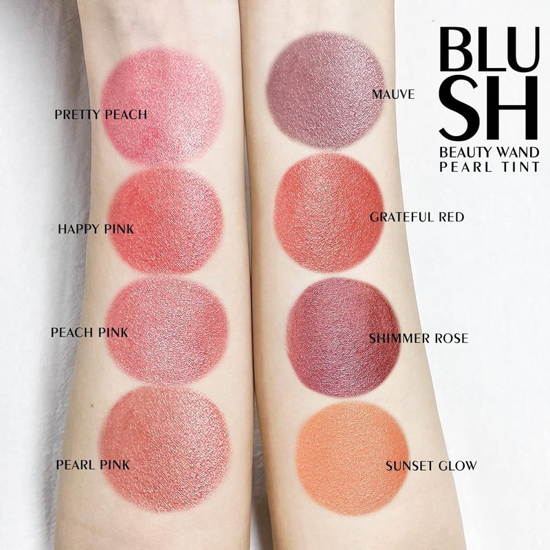 Blush Beauty Wand - Shimmer Face Blush with Cushion Applicator | Natural Pearl Finish, Silky Smooth Creamy Formula, Lightweight Blendable Stick - Mauve