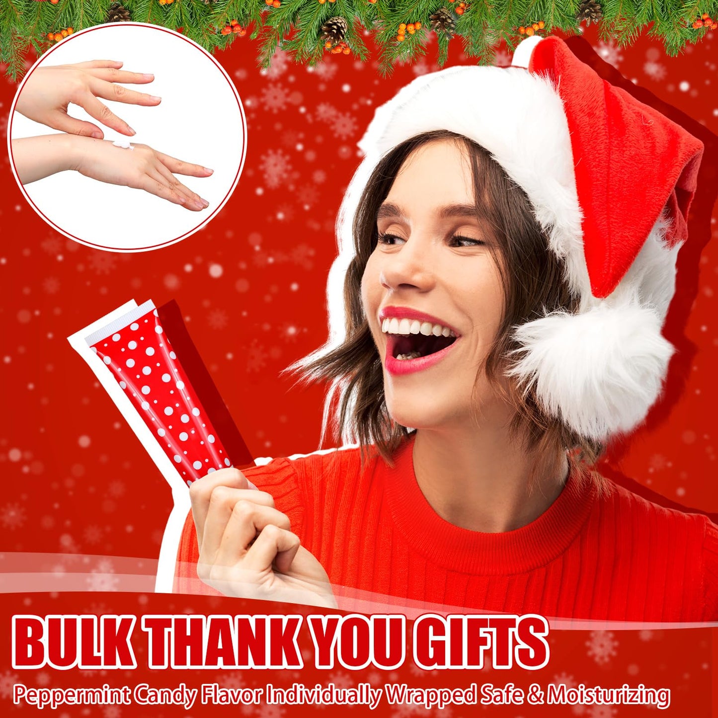 Dansib 50 Pcs Christmas Hand Cream Bulk Mini Hand Lotion Candy Cane Scented Peppermint Lotion Christmas Stocking Stuffers Bulk Holiday Gifts Employee Staff Teacher Appreciation Gifts for Coworkers
