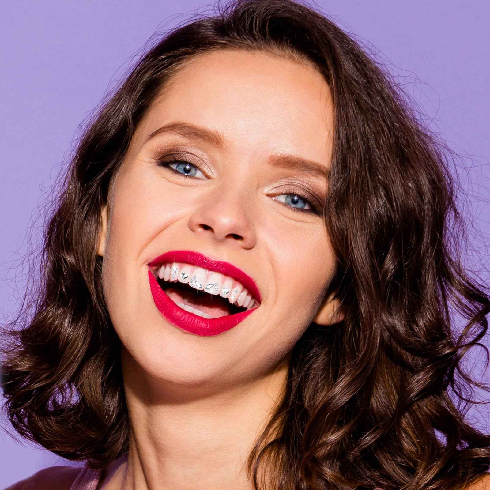 Leelosp 480 Pcs Tooth Gem Kit DIY Teeth Crystals Jewelry Fashionable Teeth Gems Kit Artificial Crystal Tooth Reflective Ornaments (Without Glue) (White)