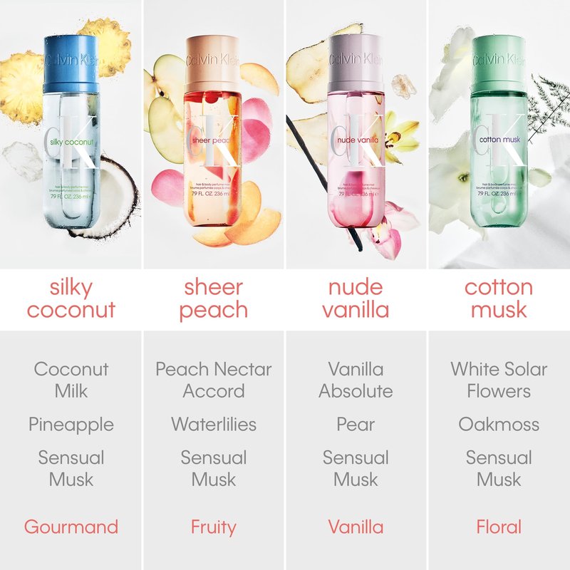 Calvin Klein CK Sheer Peach Hair & Body Mist – Fruity Unisex Perfume – With Notes of Peach Nectar Accord, Waterlilies, & Musk