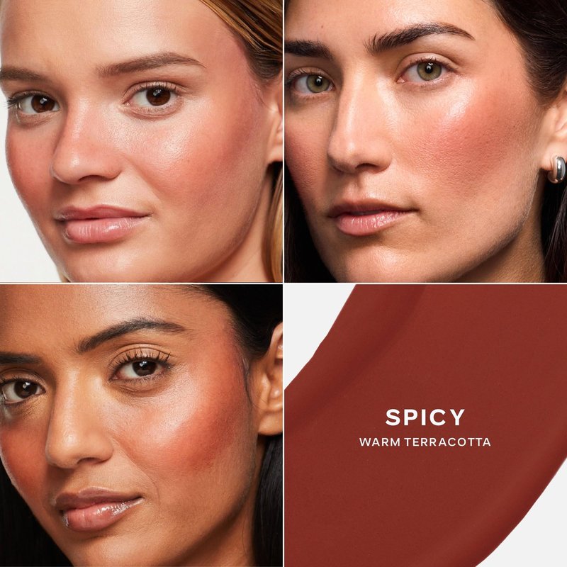 Saie Dew Liquid Blush for Cheeks - Hydrating Cream Blush Stick with a Blendable + Buildable Formula - Skincare Infused Dewy Cheek Tint for a Natural Flush - Glowy Makeup Essential - Spicy (.40 oz)
