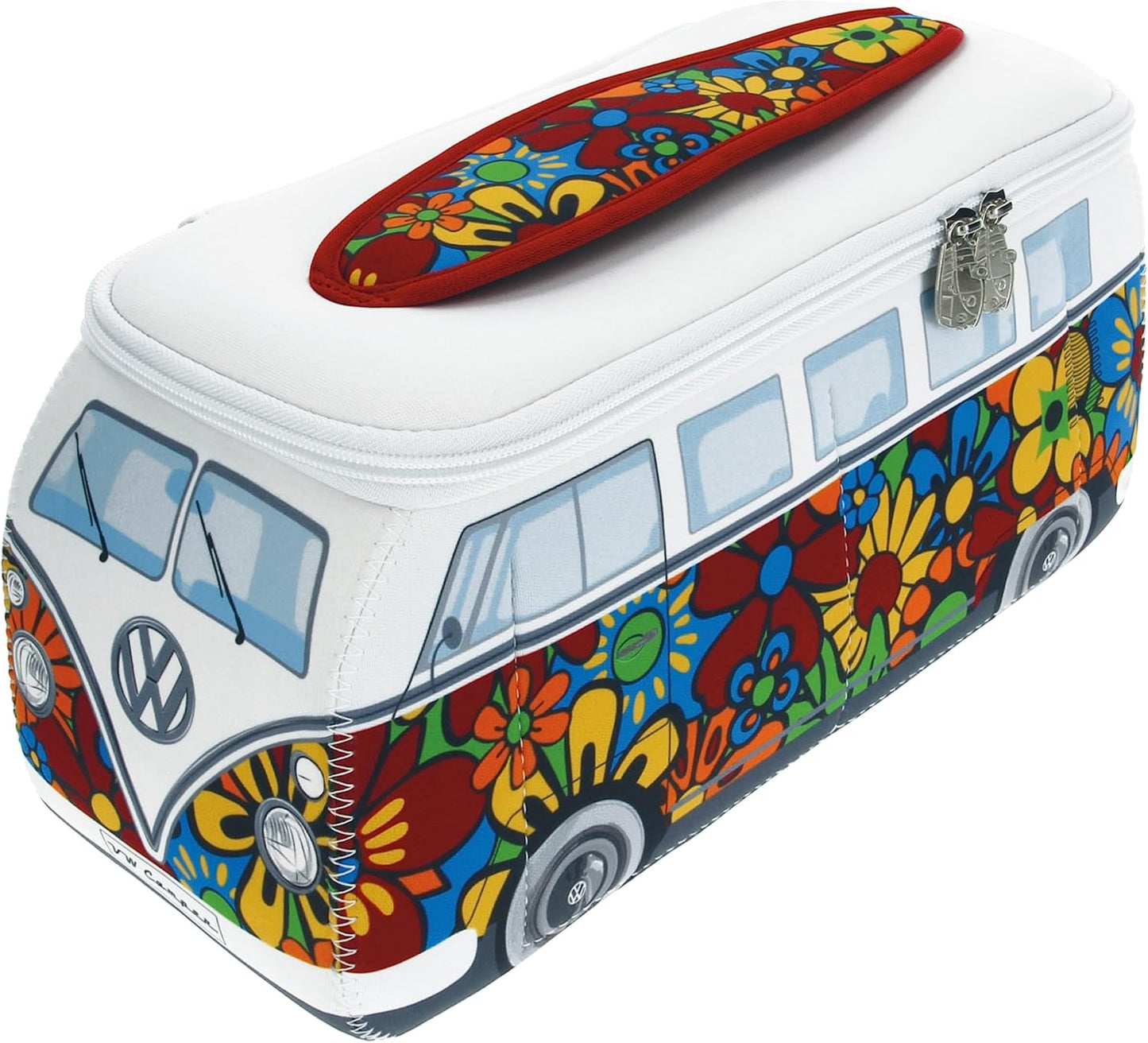Volkswagen Neoprene Makeup Bag - Universal Travel Pouch for T1 Campervan Bus | Floral Design, Small Size