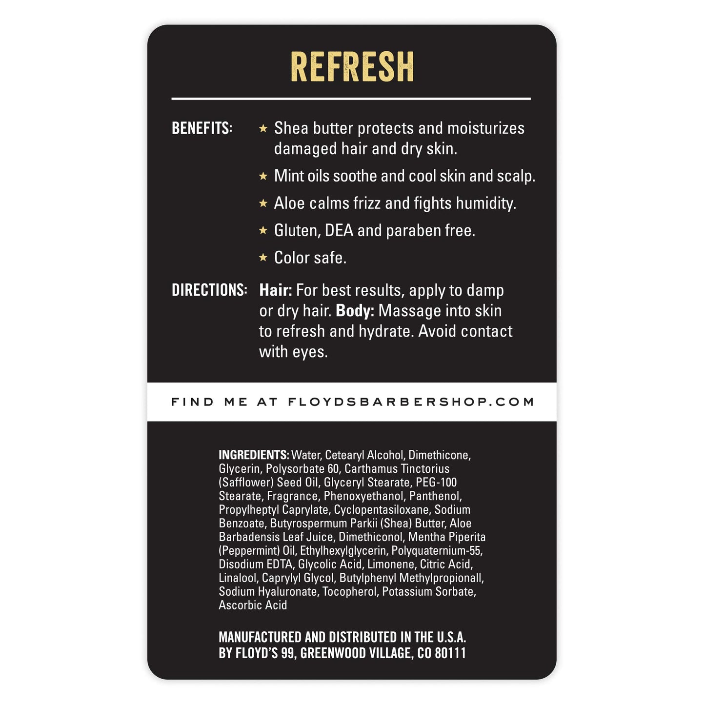 Floyd's 99 Refresh Hair and Body Conditioner - Moisturizing - Soothing - Calming (15 oz.), 15 Ounce