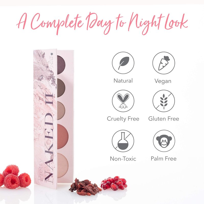 100% PURE Berry Naked Makeup Palette All in One Compact 3 Eyeshadow, Blush, Face Highlighter, Fruit Pigmented Natural Nude, Rose, Smokey Neutral for All Skin Types - Vegan (Nude to Smokey Tones)