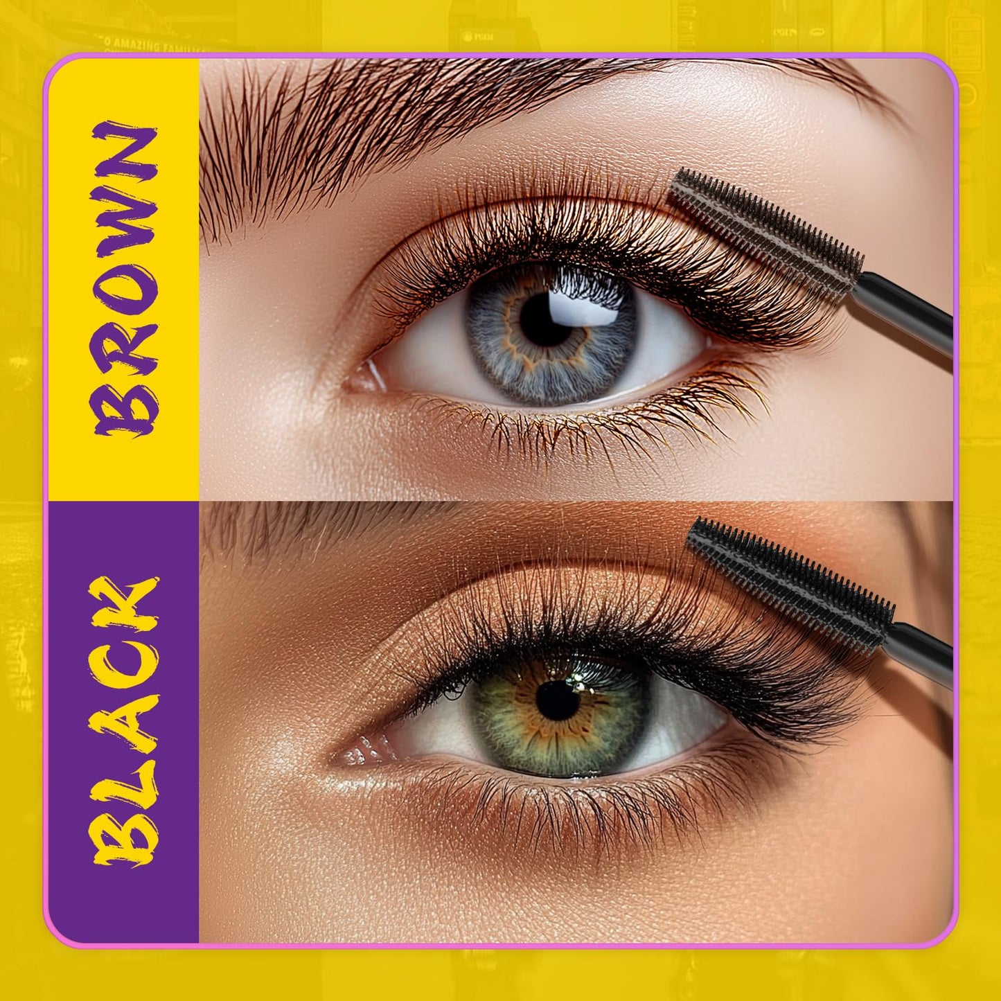 Volumizing & Lengthening Mascara - Waterproof, Smudge-Proof, Buildable Formula for Clump-Free Lashes - Adds Natural Volume & Length - Sweatproof, Long-Lasting, Curling - Easy to Apply (Brown)