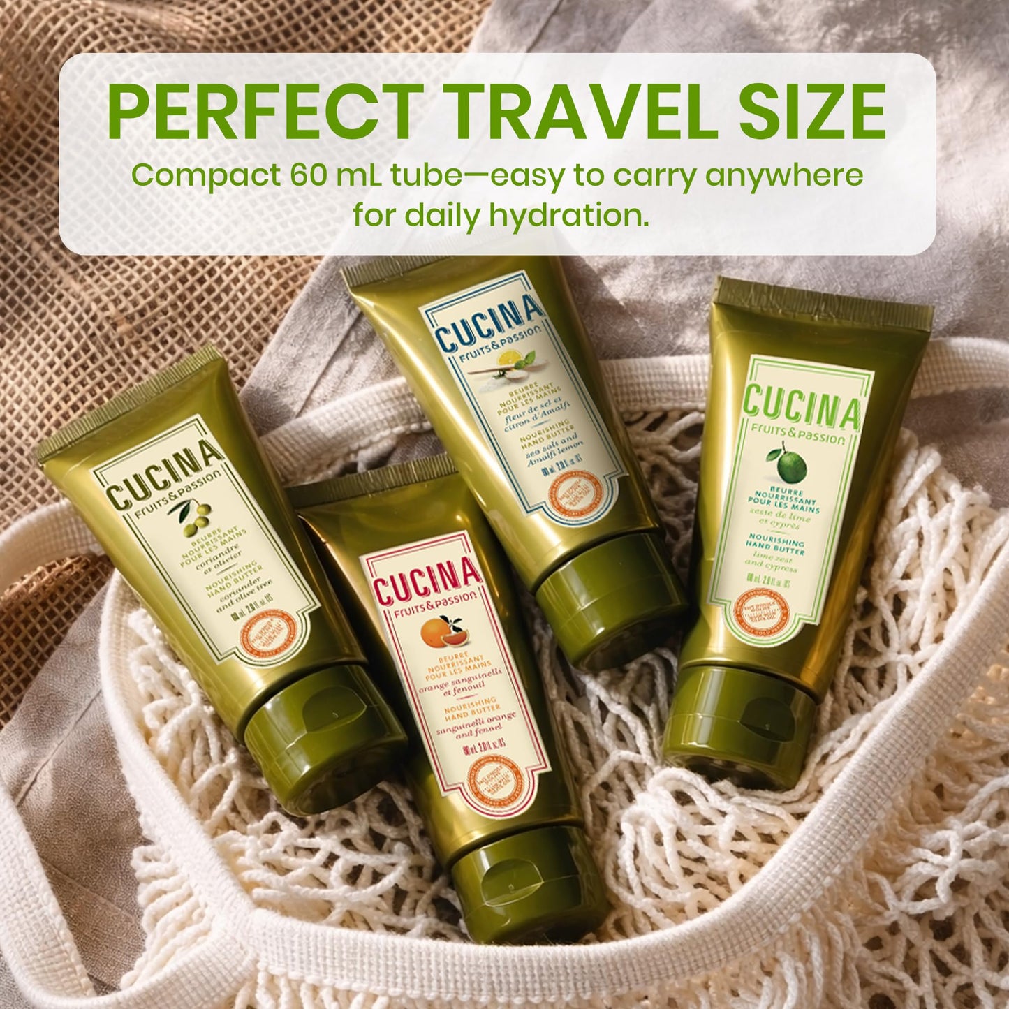 Fruits & Passion Cucina Lime Zest & Cypress Nourishing Hand Butter for Dry Cracked Hands, Rich Natural Formula with Cold-Pressed Olive Oil in Recyclable Jar, 2.0 fl oz