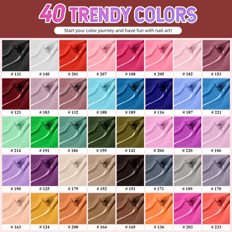 VANREESA 58 Pcs Gel Nail Polish Kit with U V Light 40 Colors Gel Nail Polish Set Glossy & Matte Top Coat Complete Gel Nail Kit with Manicure Tools Gel Polish Kit Gifts for Women