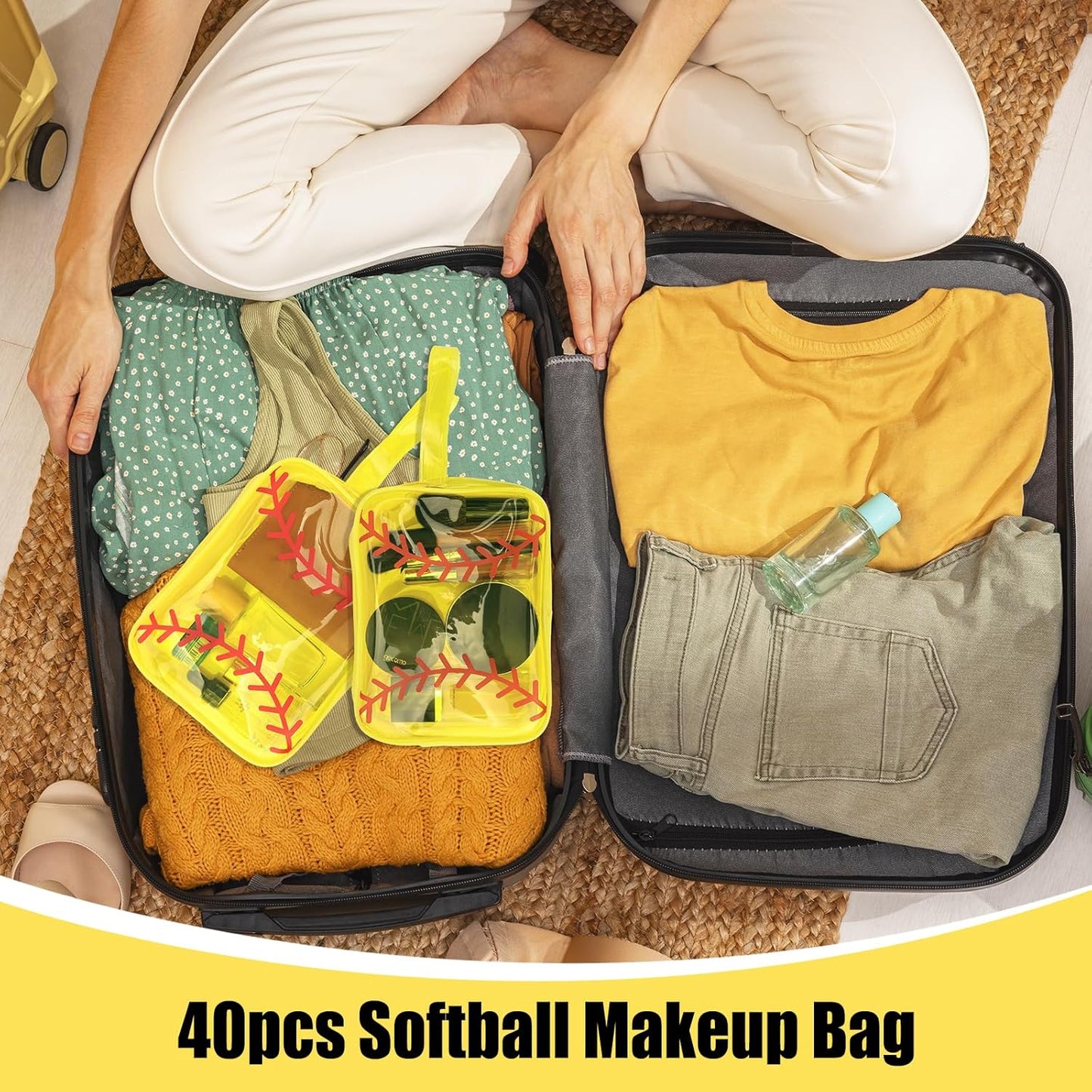 Softball Goodie Bags - 40 PCS Clear PVC Pouches | Waterproof Travel Organizers for Team Gifts