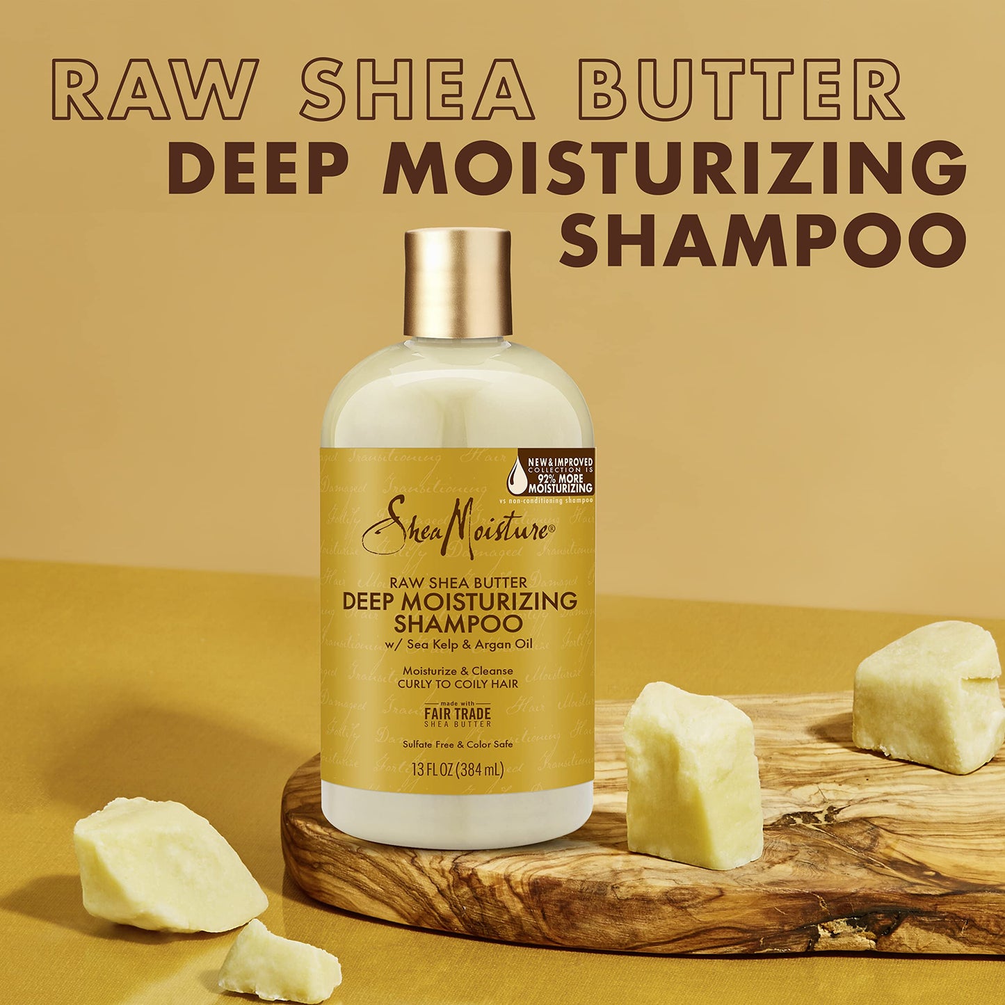 SheaMoisture Deep Moisturizing Hair Care 3 Count Raw Shea Butter For Curly, Dry and Damaged Hair Sulfate Free Shampoo and Conditioner, Hair Detangler with Sea Kelp and Argan Oil