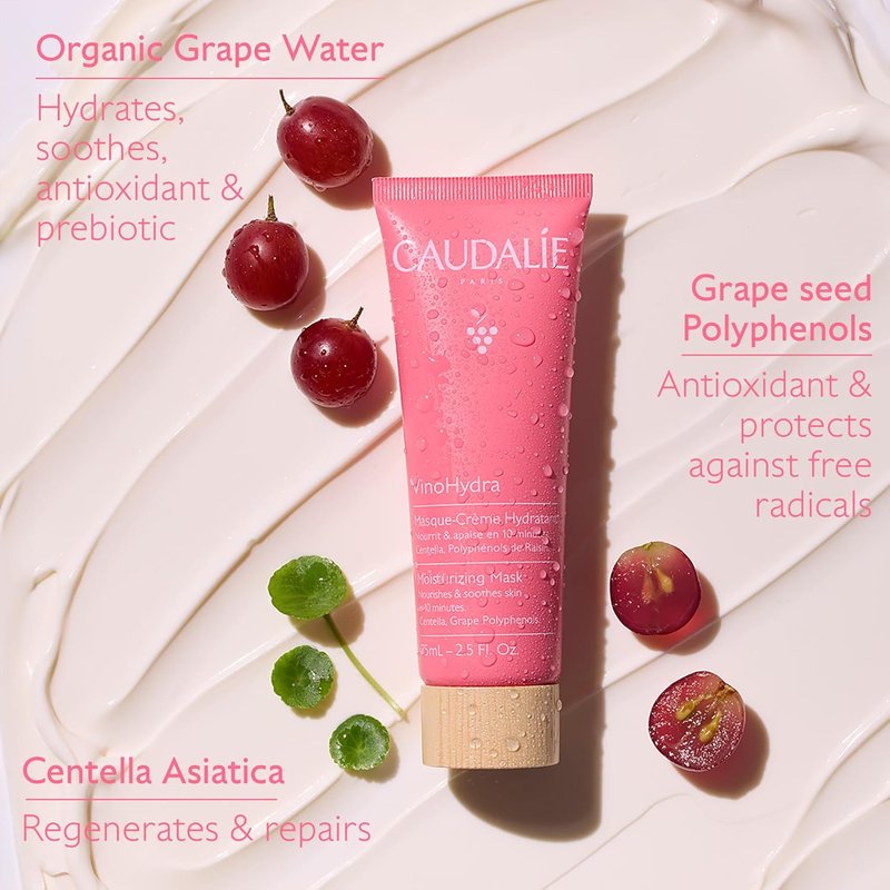 Caudalie VinoHydra Moisturizing Mask | 10-Minute Hydration Booster with Centella Asiatica - 75 mL