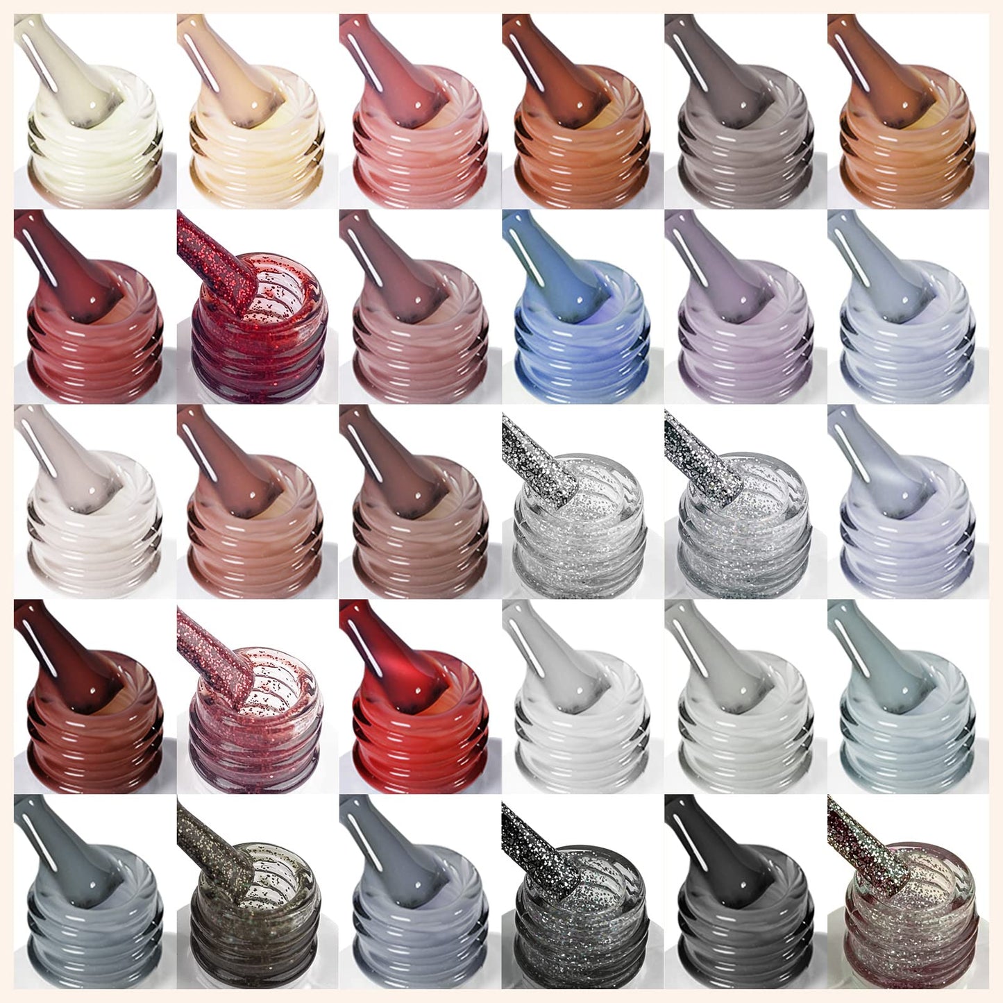 SAVILAND 33PCS Gel Nail Polish Set Classic Glitter White Soak-off U V Nail Polish with Base & Glossy Matte Top Gel French Manicure Nail Art Starter Set for Salon Home & Gifts