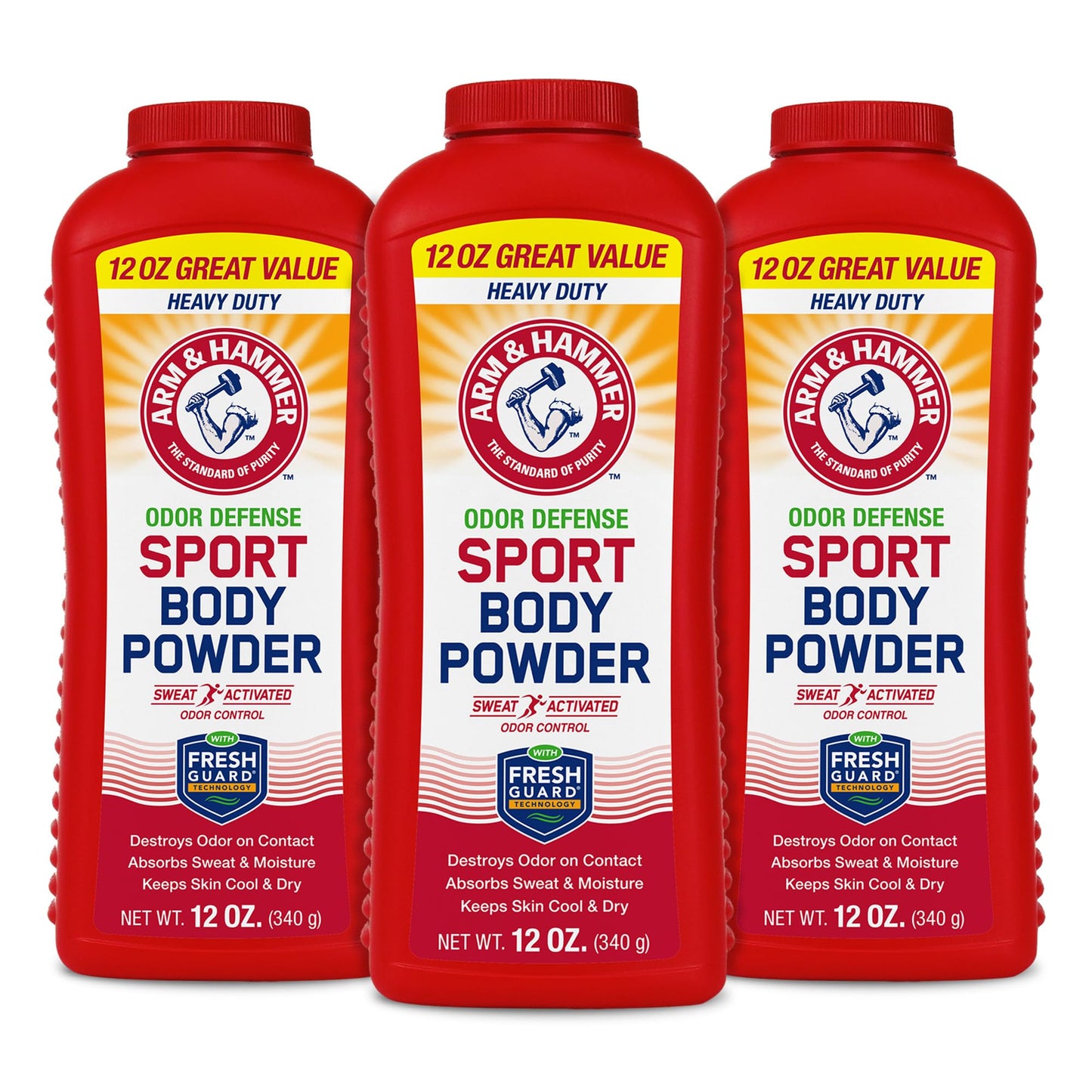Arm & Hammer Sport Body Powder, Powder for Men and Women, Fresh Feeling, Talc Free, Aluminum Free Odor Defense with Baking Soda (3 Pack)