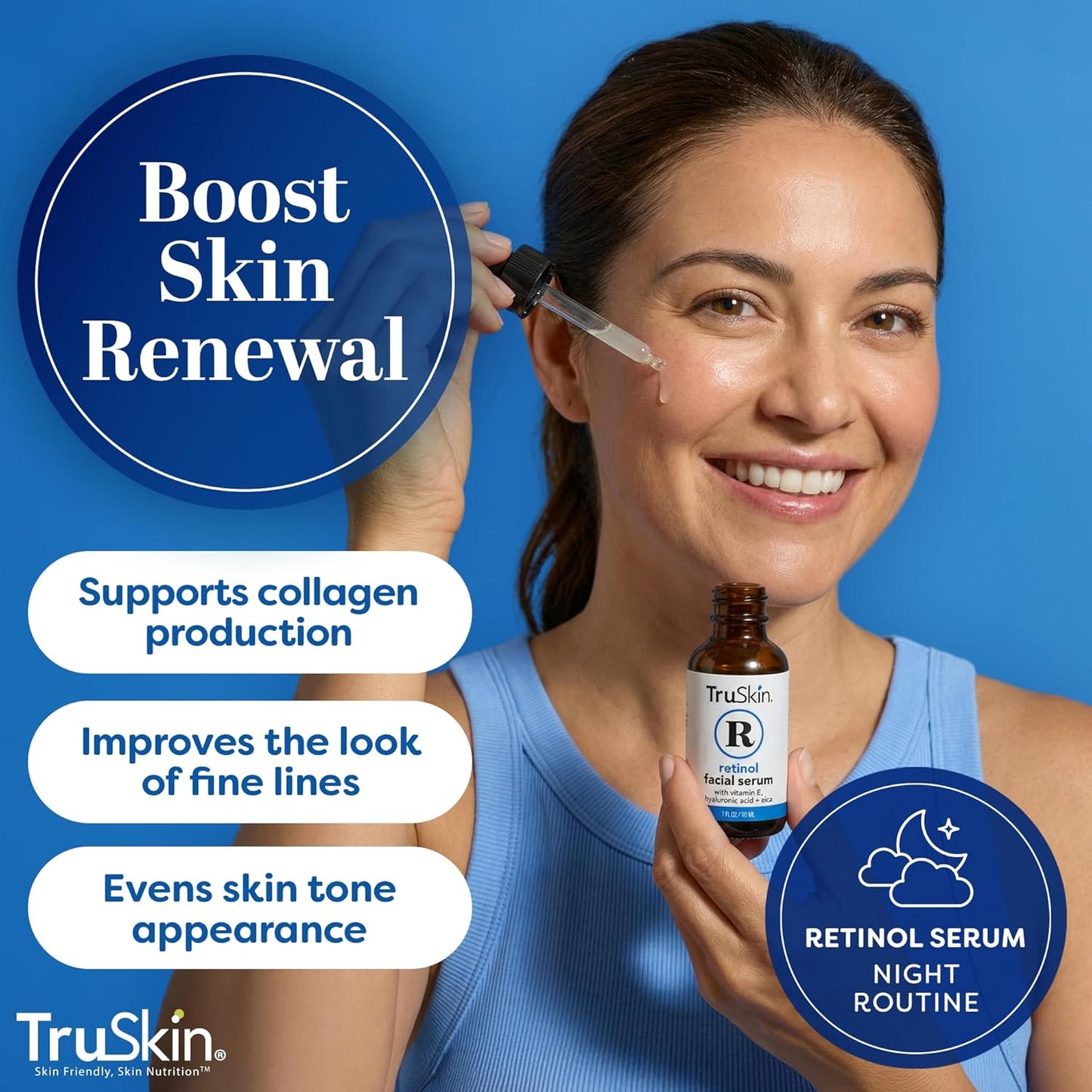 TruSkin Retinol Serum for Face - Anti-Aging Retinoid with Hyaluronic Acid & Vitamin E | 2 Fl Oz