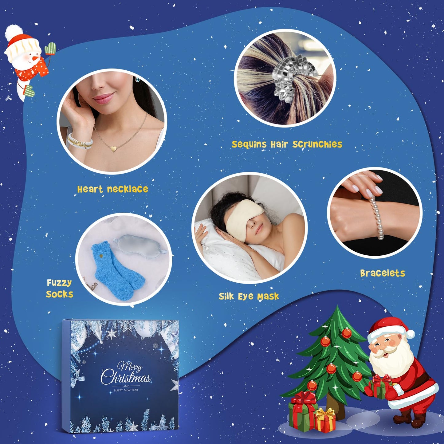 Joyliss Christmas Gift Baskets for Women, Christmas Advent Calendars 2025 for Adult Women and Teen Girls, Luxury Spa Self Care Christmas Gifts Basket Countdown Calendar for Mom Wife Girlfriend Blue