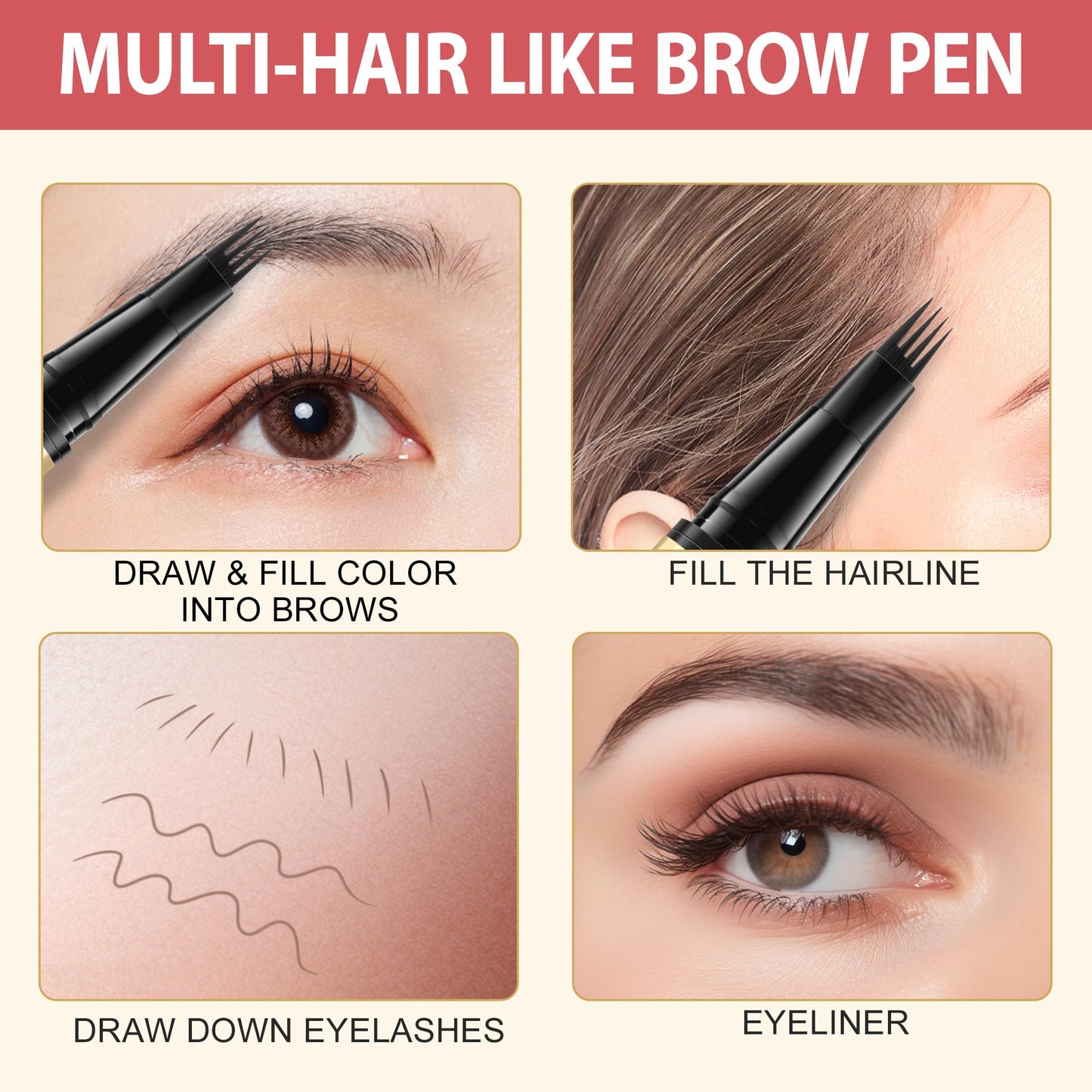 LAVONE Eyebrow Pen, 2-in-1 Waterproof Microblading Brow Pencil, Brown