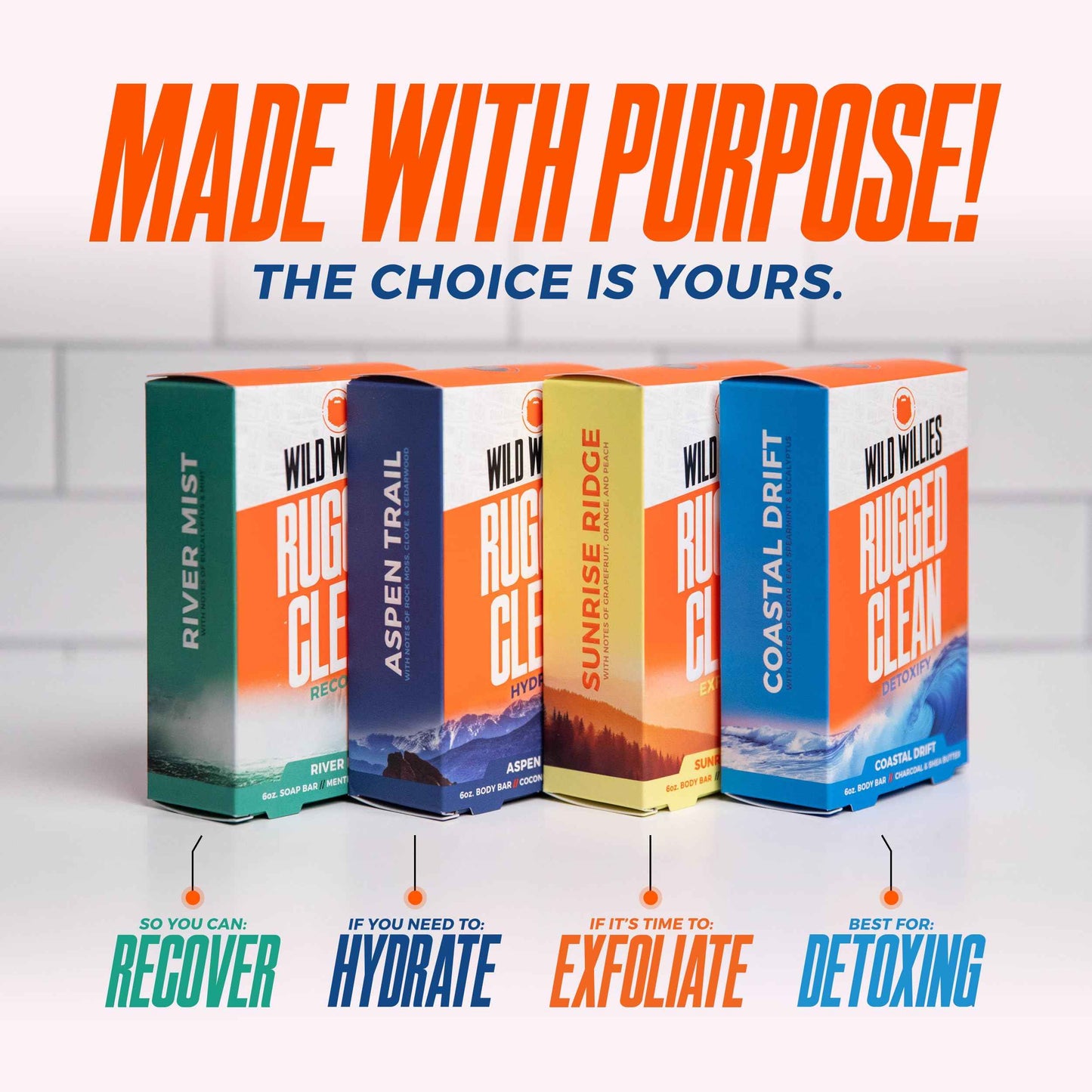 Wild Willies Moisturizing Mens Bar Soap - Bath Soaps with Shea Butter for Odor Protection - Natural Body Bar for Men - Aspen Trail Scent, 3 Pack