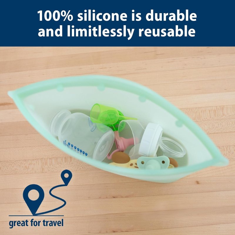 Dr. Brown's Microwave Steam Sterilizer Bag - Reusable Silicone for Baby Bottles & Pump Parts | 5 Pack