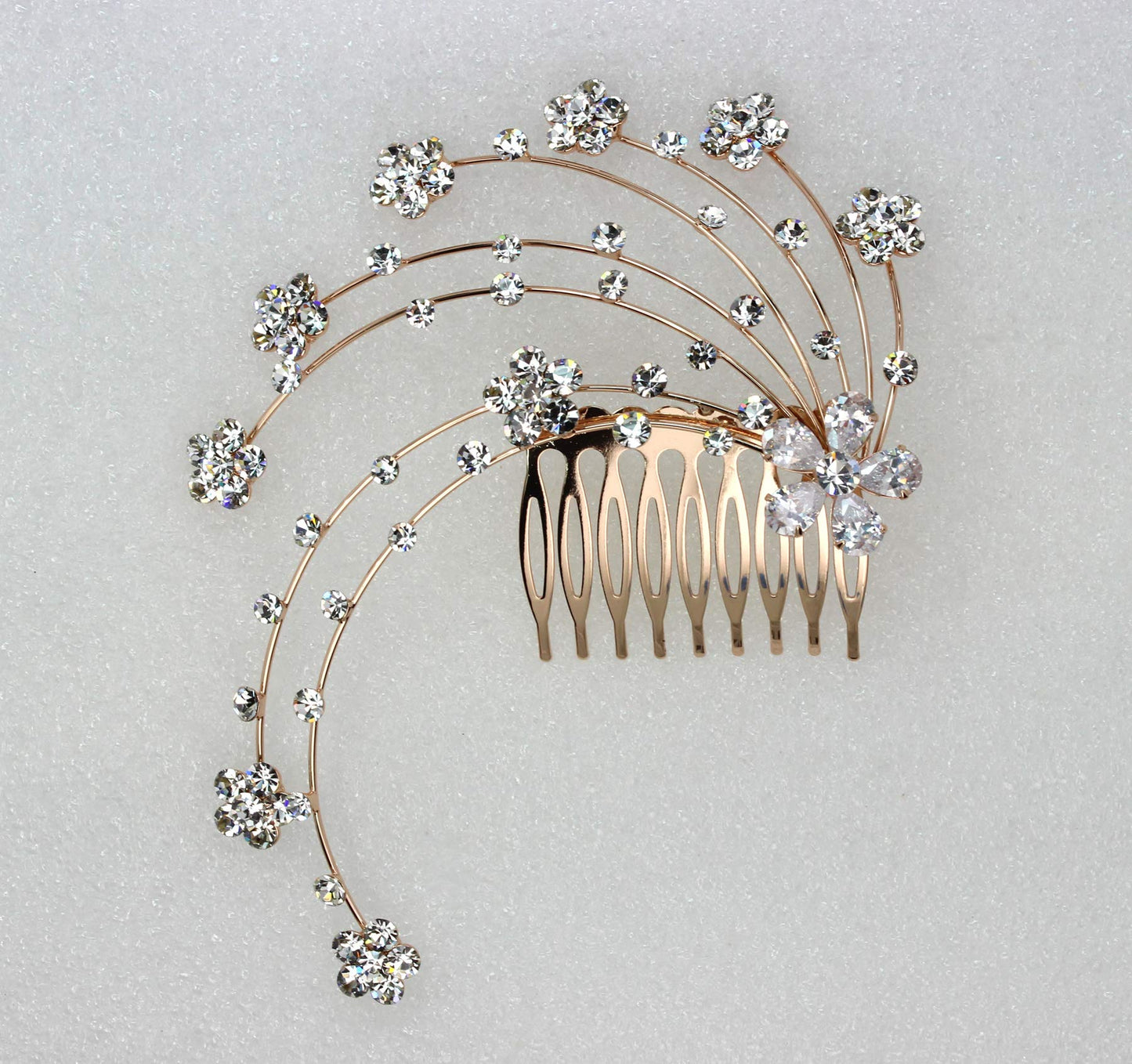 Faship Gorgeous Purple Crystal Big Floral Hair Comb