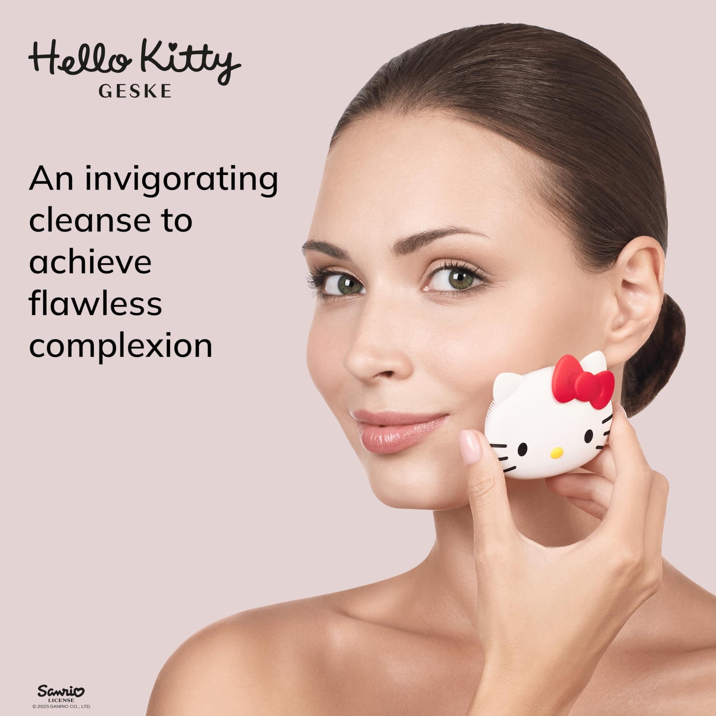 GESKE x Hello Kitty SmartAppGuided Facial Brush | 3 in 1 | Skin Cleansing Silicone | Routine Skincare | Gentle Cleansing | Facial Cleanser