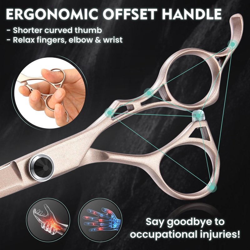 Dragon Creek Hair Cutting Thinning Scissors Set Haircut Texturizing Blending Hairdressing Shear Kit Professional for Stylist, Hairdresser, Men, Women, Kids Salon Barber Home Rose Gold 9pcs 6"