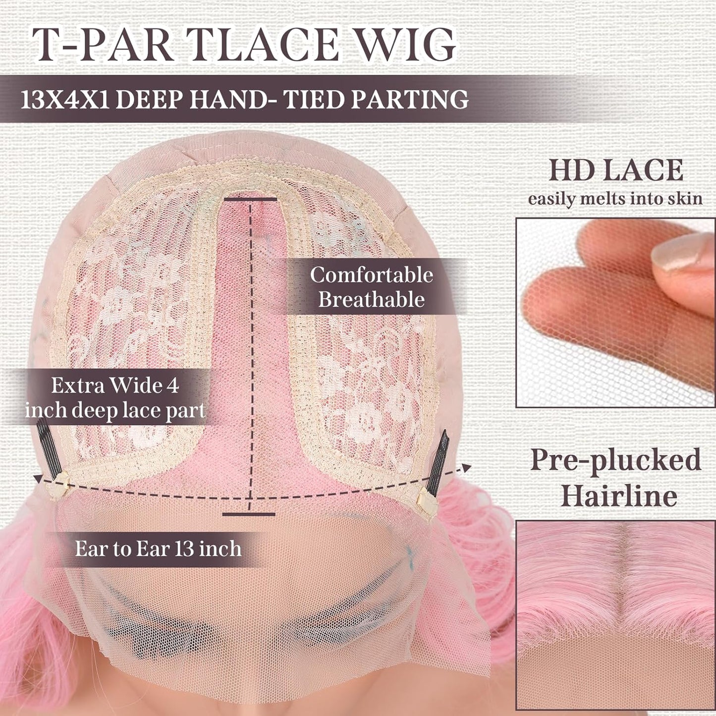 Long Wavy Pink Wig - 26 Inch Synthetic Lace Front Wig for Women | Natural Looking, Pre Plucked, Glueless