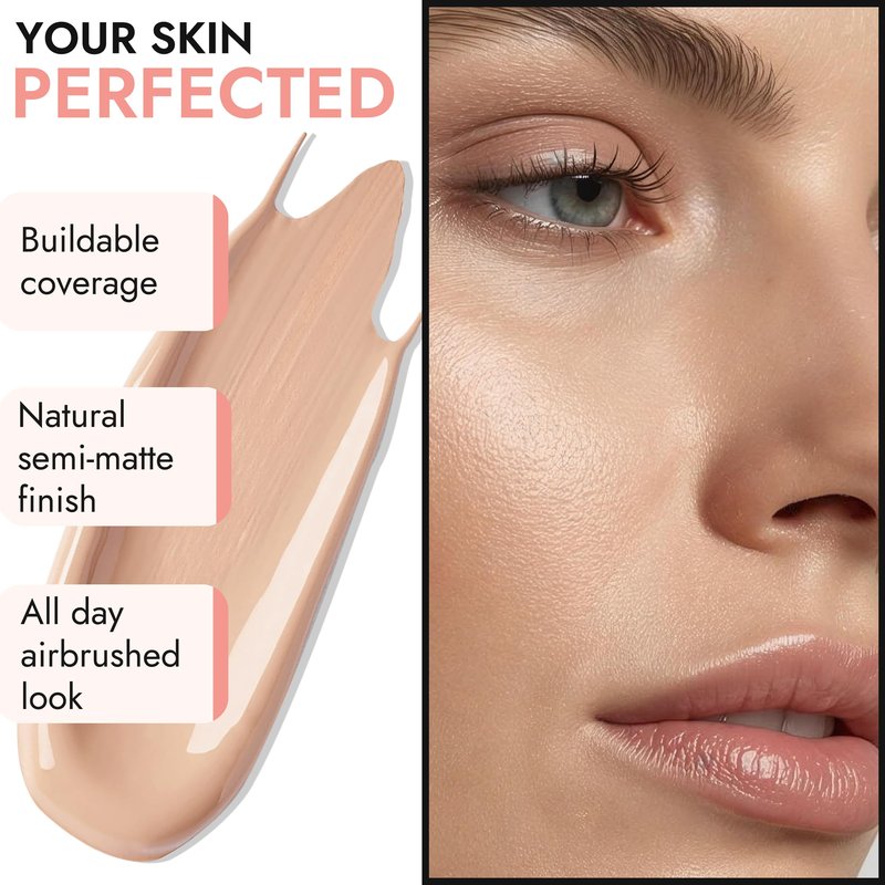 BaeBlu Organic Aloe-Based LUX Liquid Foundation, Natural Vegan Gluten-Free Made in USA, Nutmeg